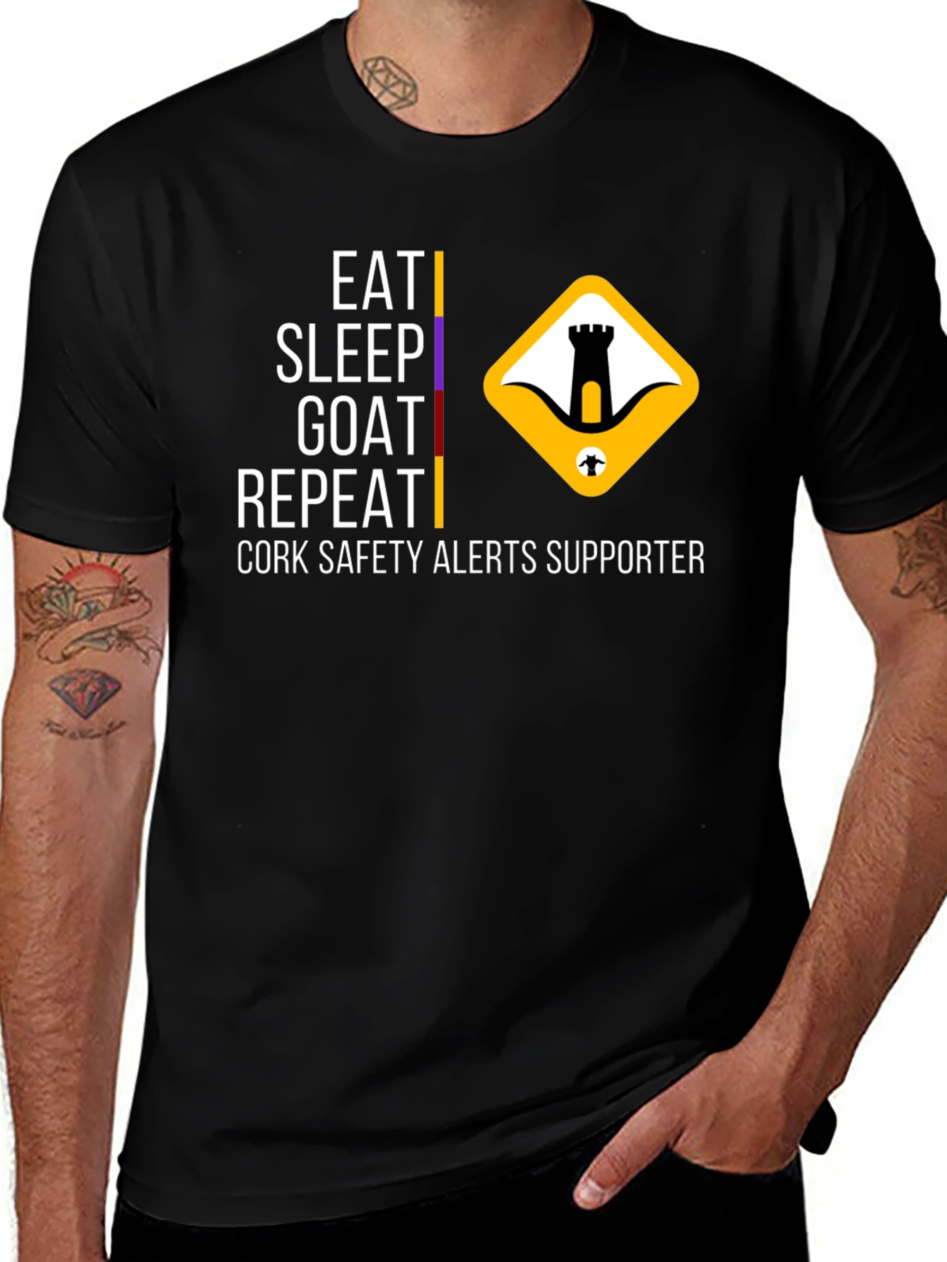 Eat Sleep Goat Repeat T-Shirt - Cork Safety Alerts Supporter