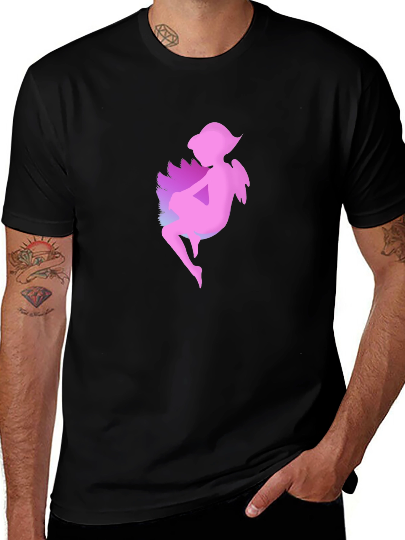Variant 14 of Fairy Graphic Black Tee - Comfortable Cotton Blend