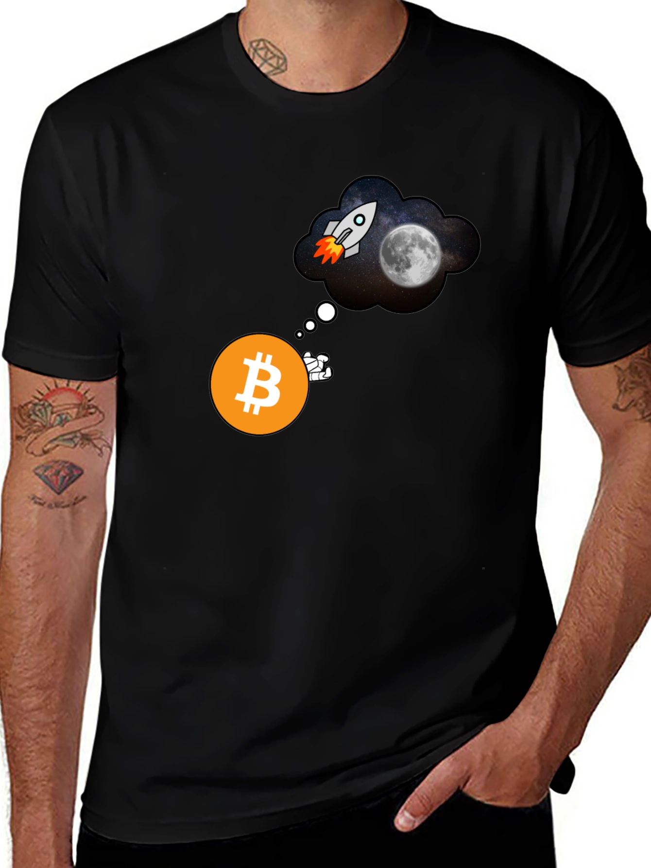 Variant 24 of Bitcoin to the Moon Black T-Shirt Crypto HODL