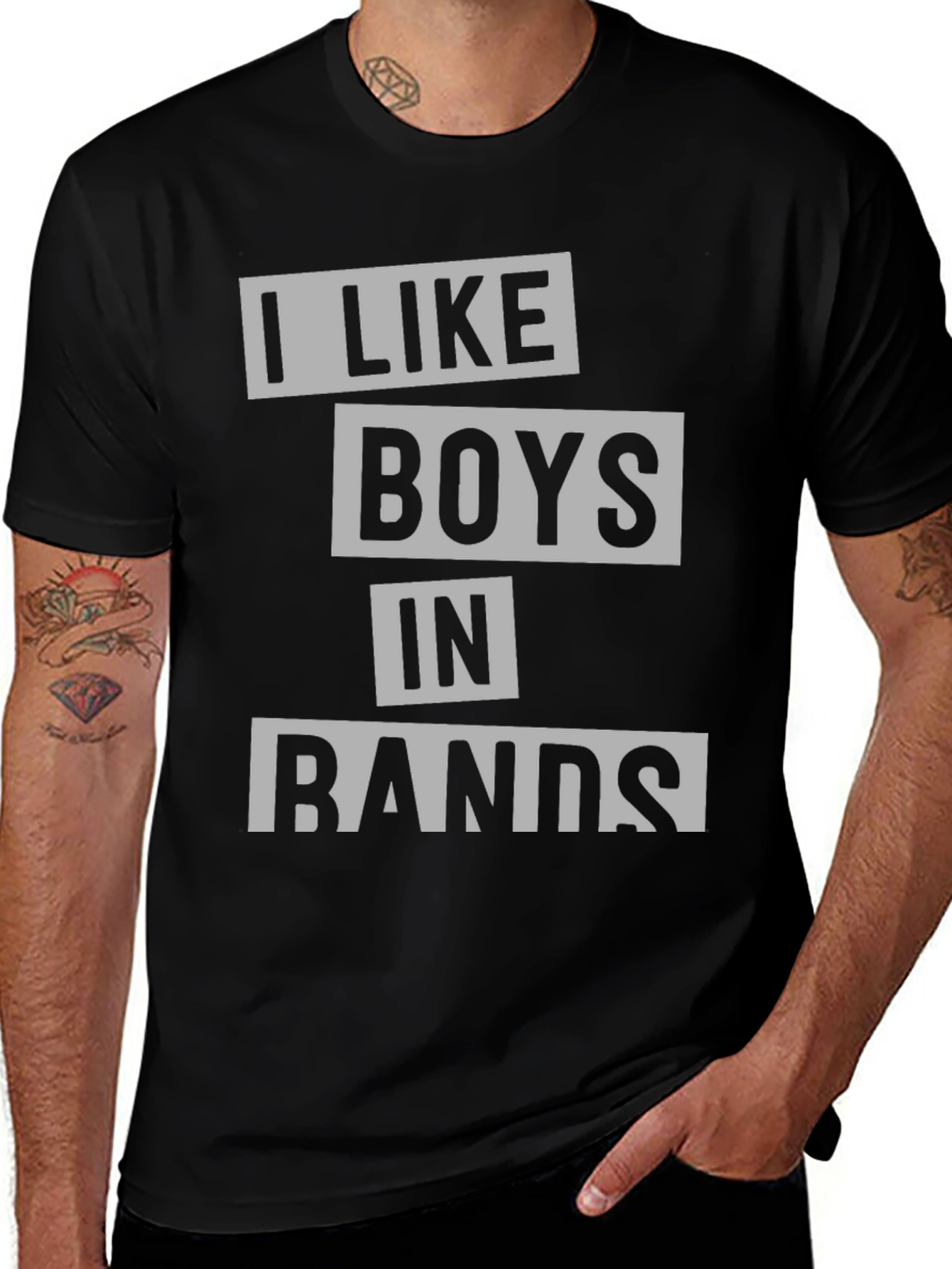 Variant 30 of I Like Boys in Bands Black Graphic T-Shirt