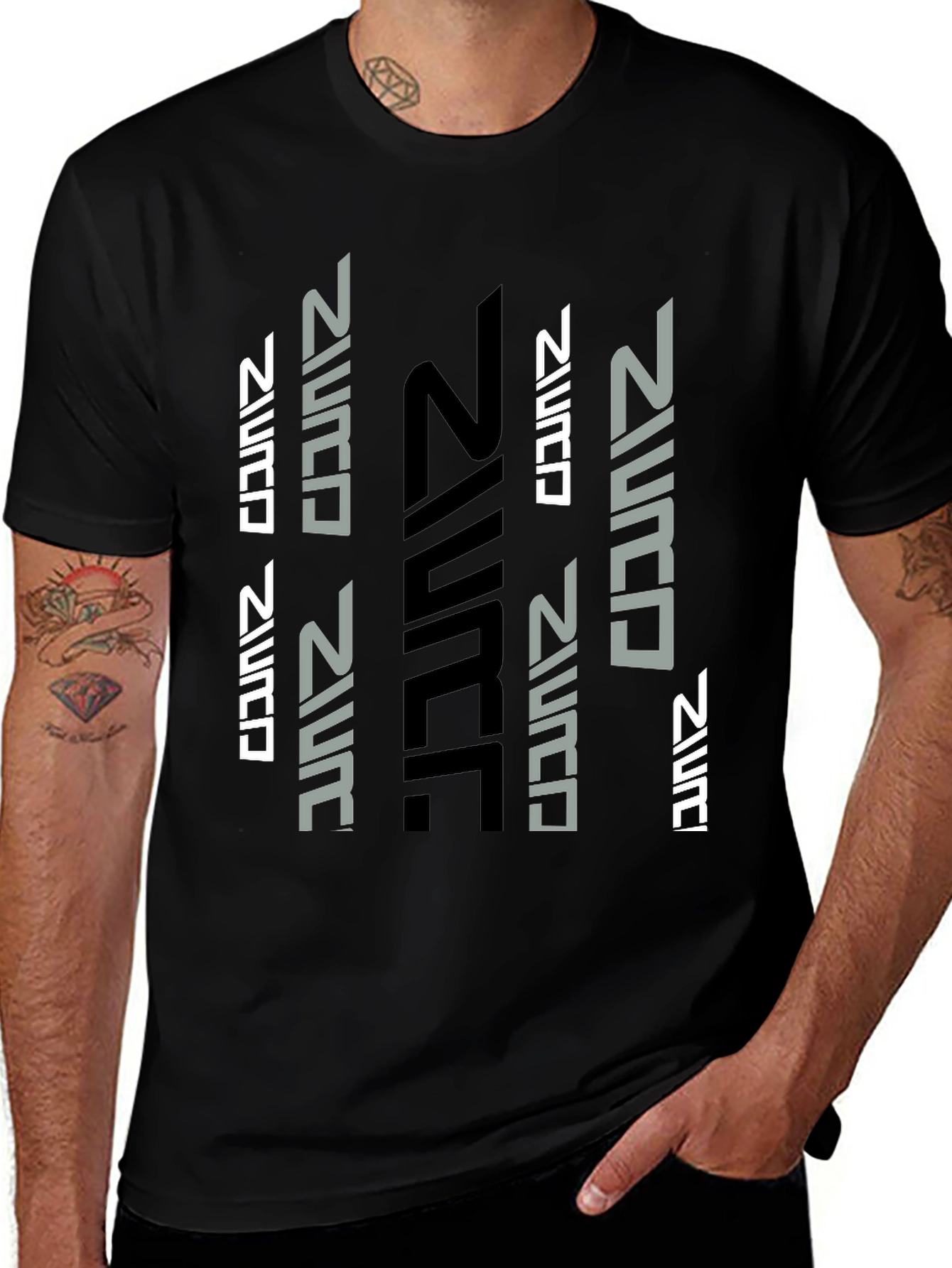 Variant 8 of Futuristic Graphic Print Black T-Shirt