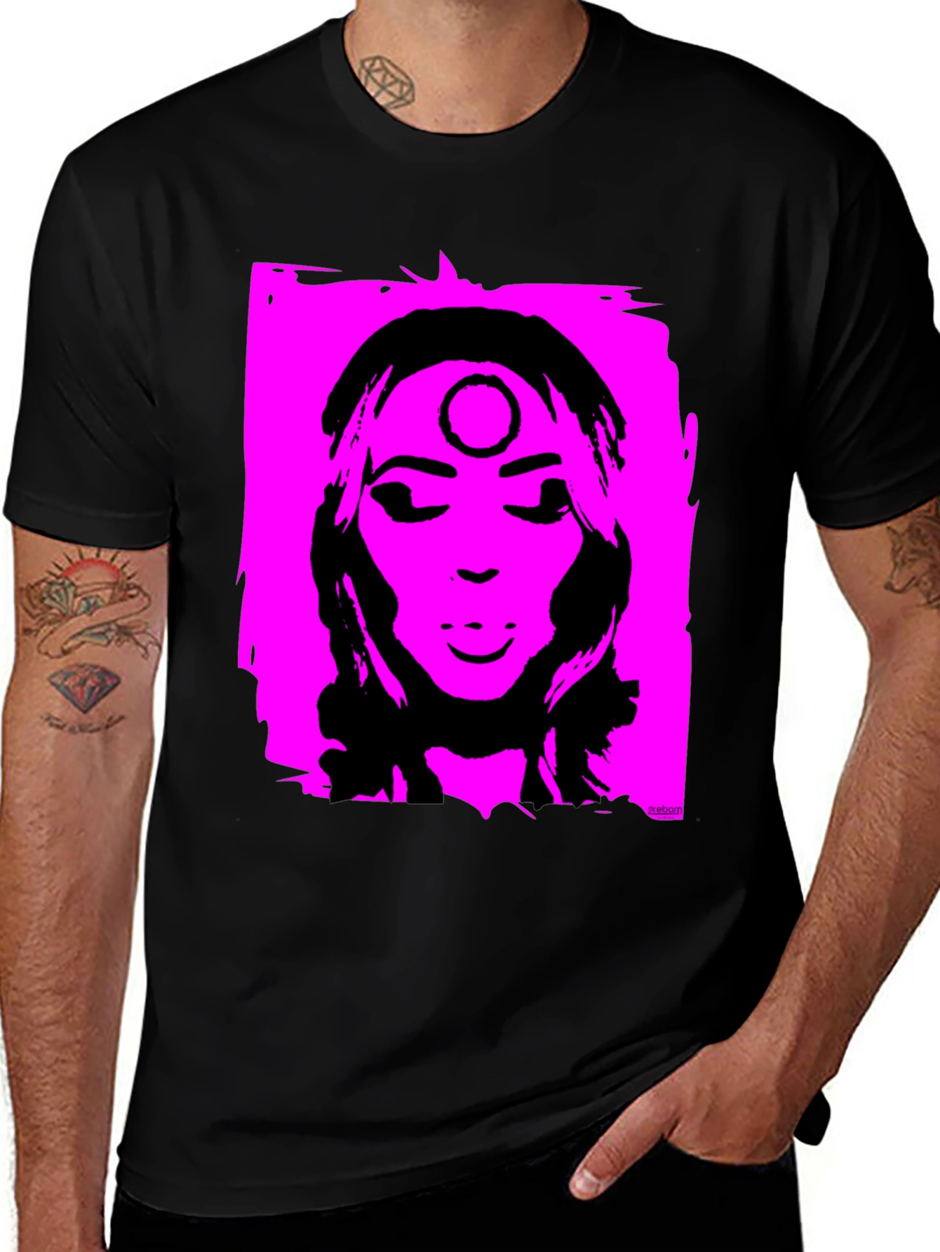 Variant 2 of Unique Graphic T-Shirt - Pink & Black Design