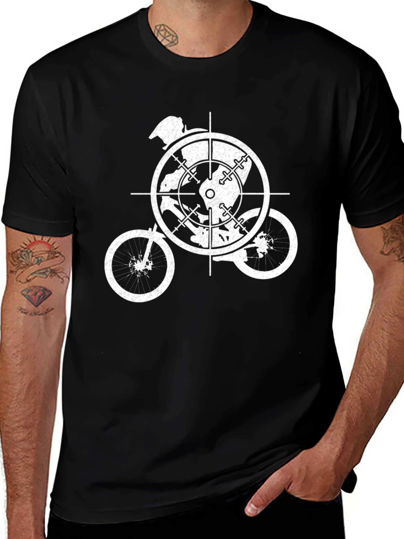 Variant 11 of Cyclist Target Graphic Tee - Black Cotton Blend
