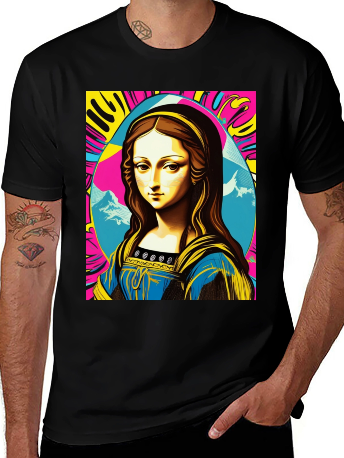 Mona Lisa Pop Art Black T-Shirt - Artistic, Stylish, Unique