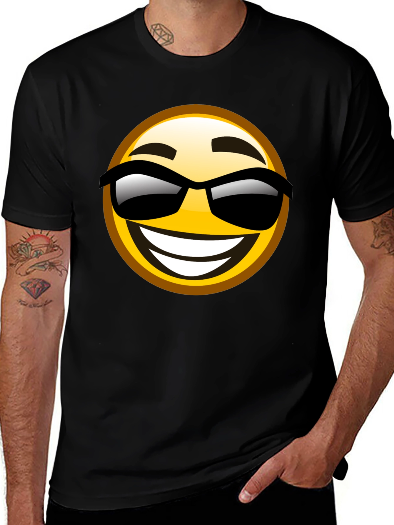 Variant 2 of Cool Emoji Graphic Tee - Black