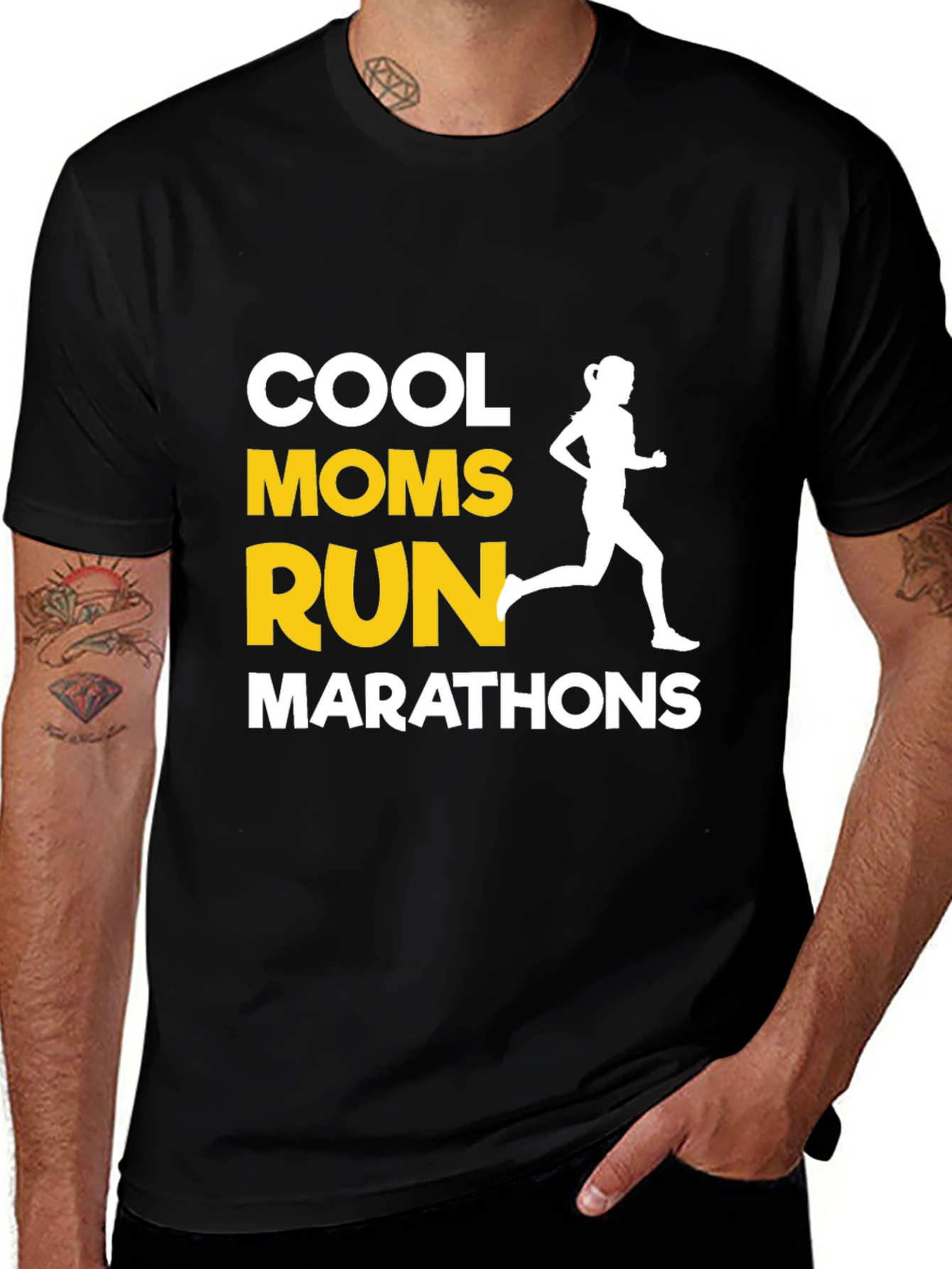 Variant 13 of Cool Moms Run Marathons T-Shirt - Black