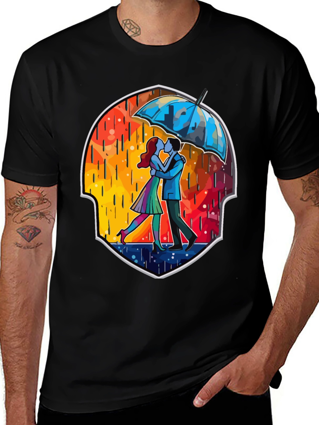 Variant 22 of Romantic Couple Kissing Under Umbrella T-Shirt