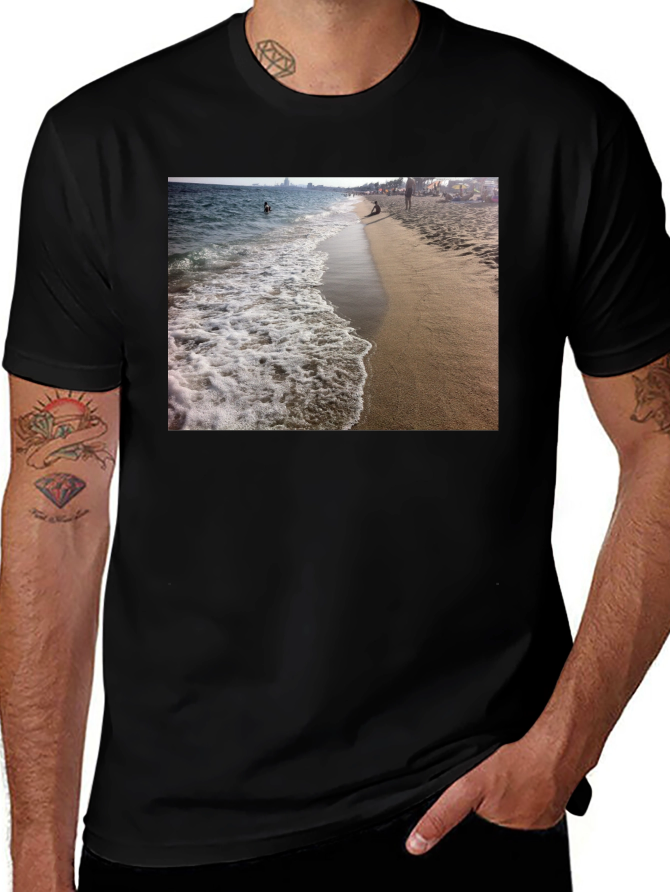 Variant 15 of Beach Scene Black T-Shirt