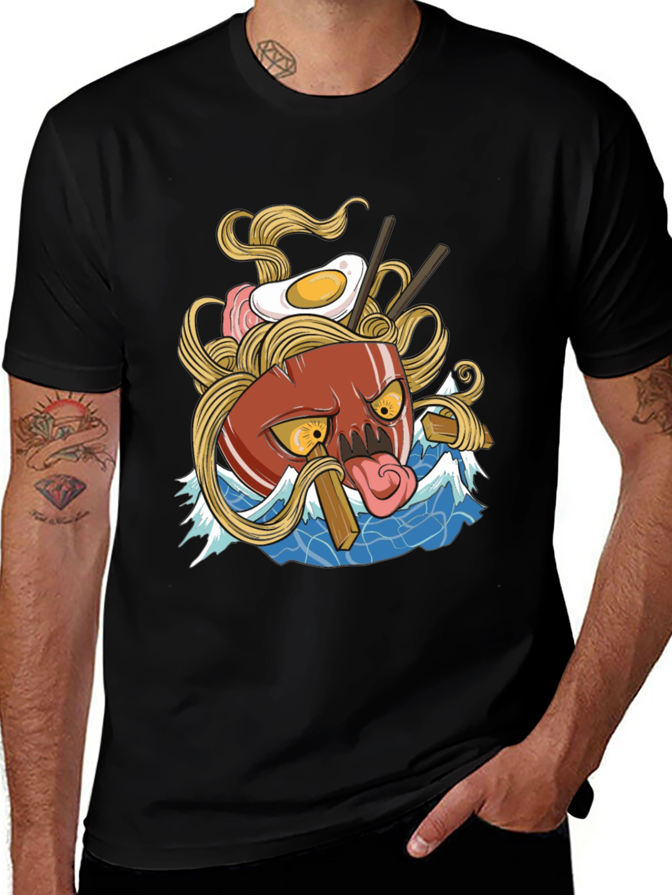 Variant 15 of Ramen Monster Graphic Tee - Stylish Black T-Shirt