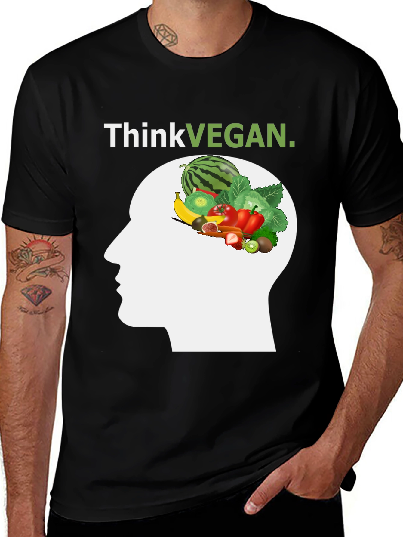Black Think Vegan T-Shirt - Unisex Graphic Tee main image