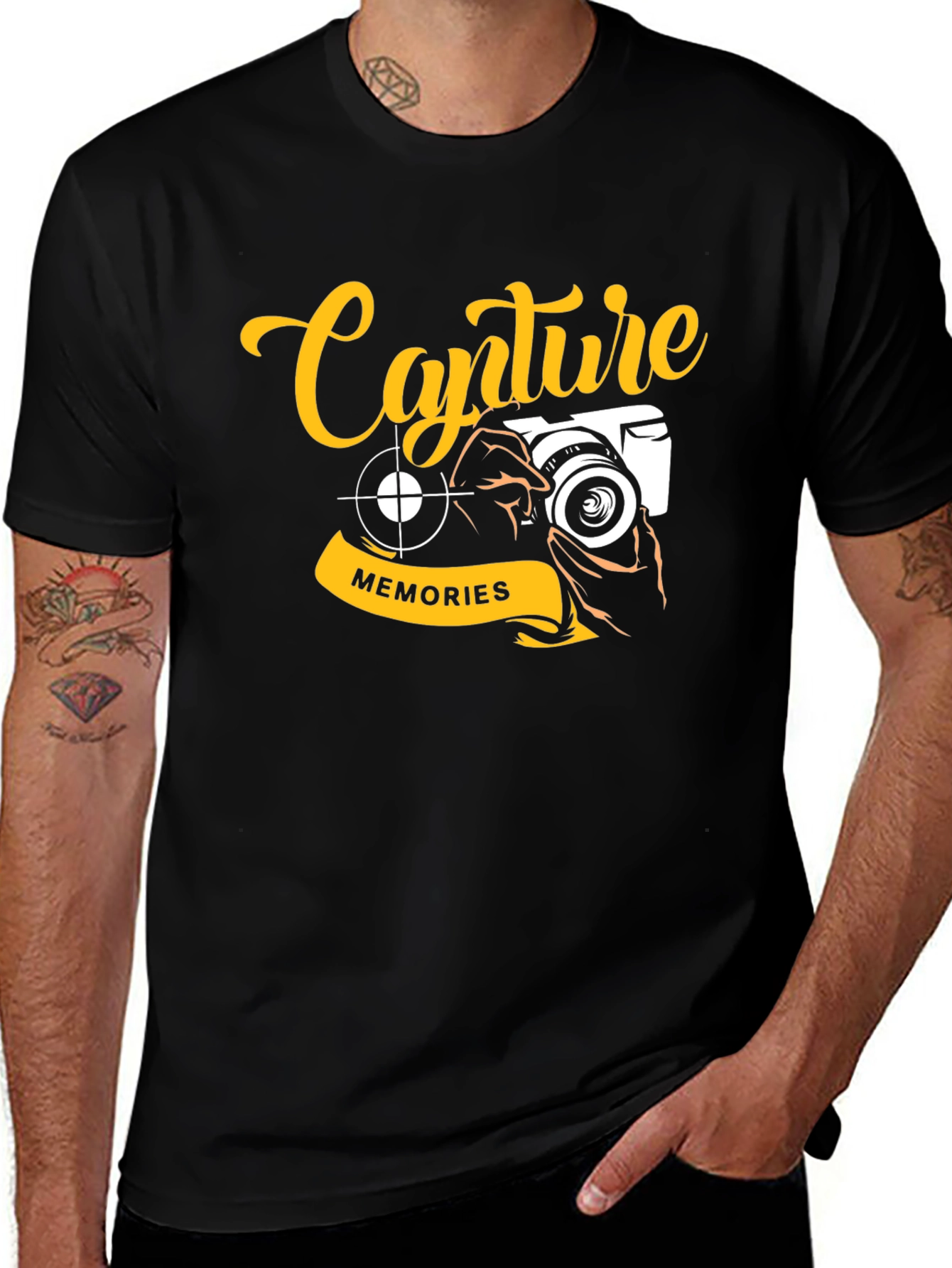 Capture Memories Black Graphic T-Shirt