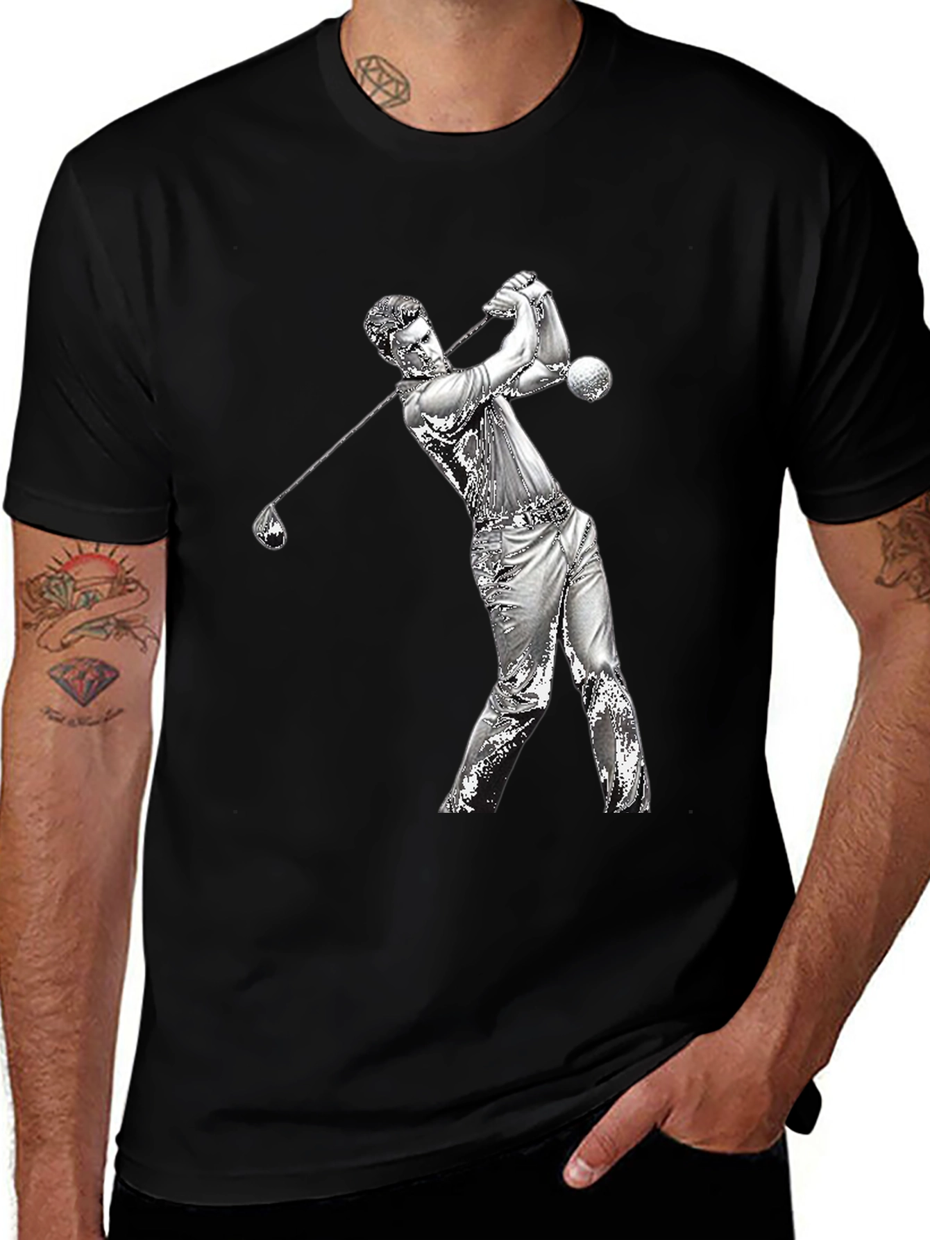 Variant 10 of Golfer Graphic Tee - Black Casual Shirt