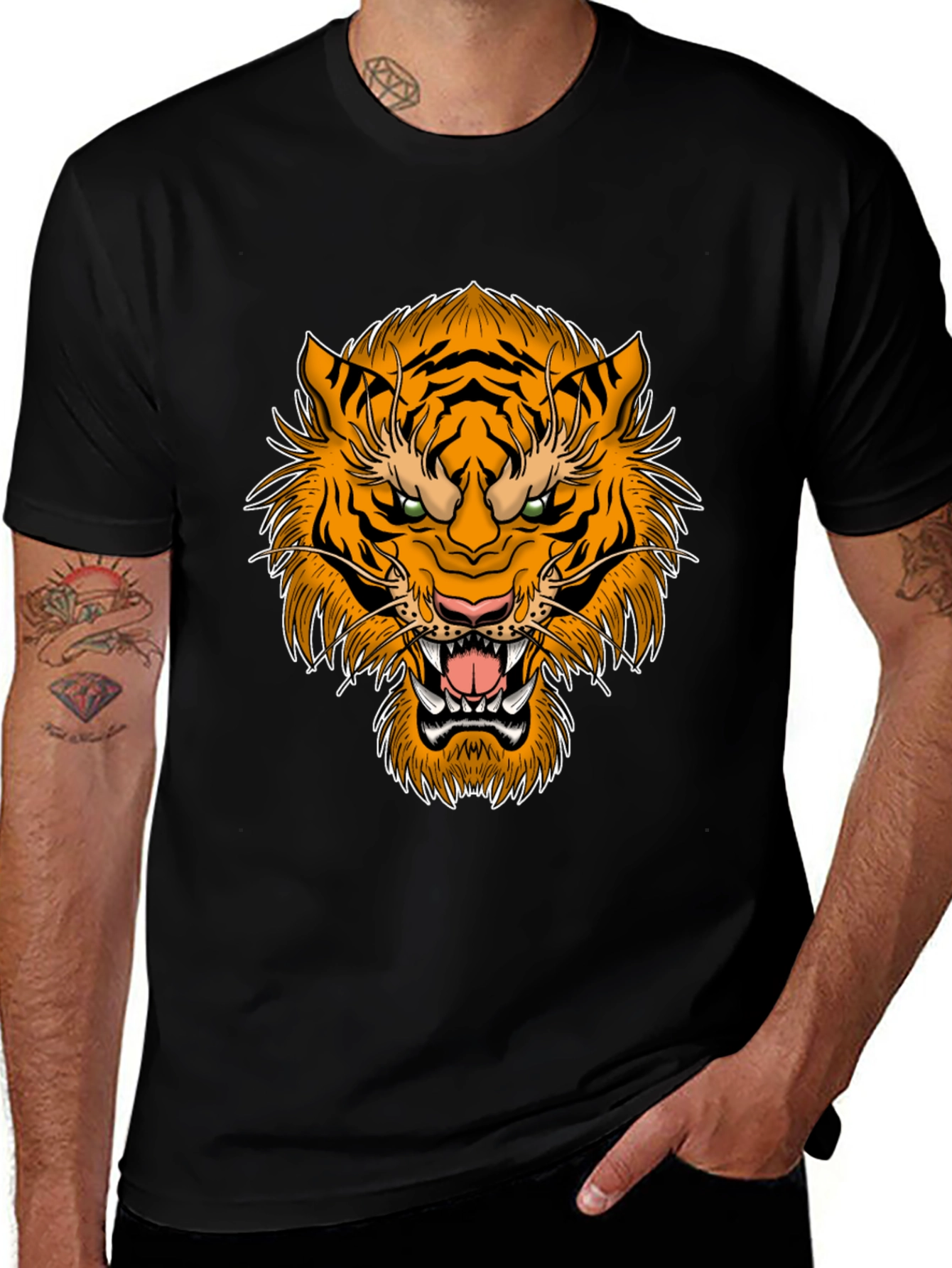 Variant 27 of Bold Tiger Graphic Print Black T-Shirt
