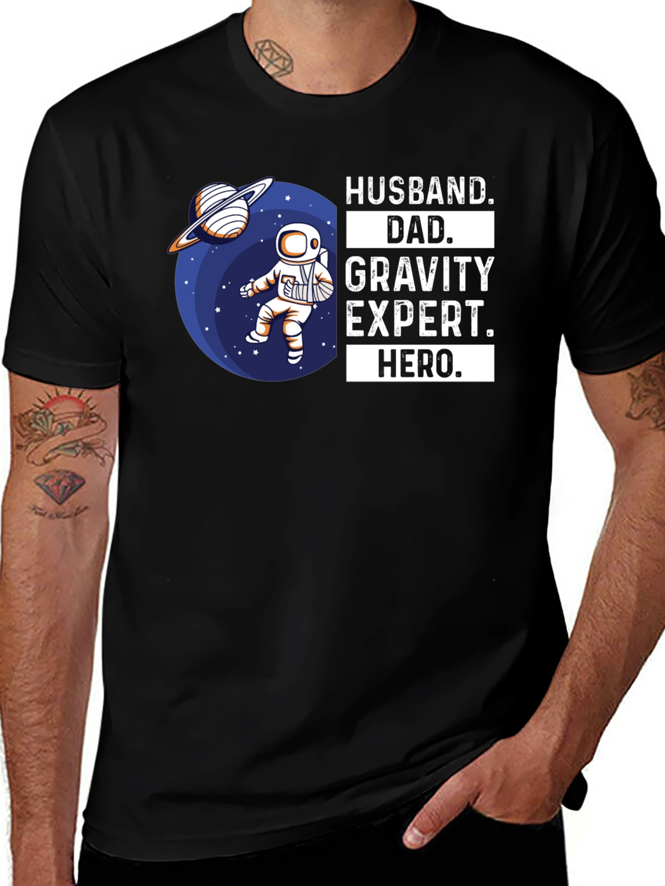 Variant 13 of Husband Dad Gravity Expert Hero T-Shirt