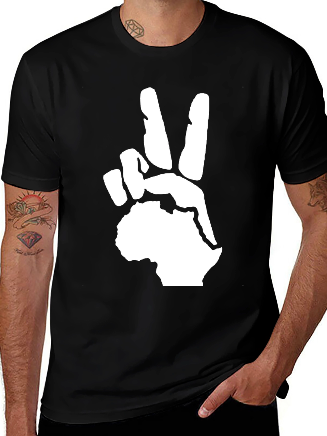Variant 19 of Peace Africa T-Shirt - Black