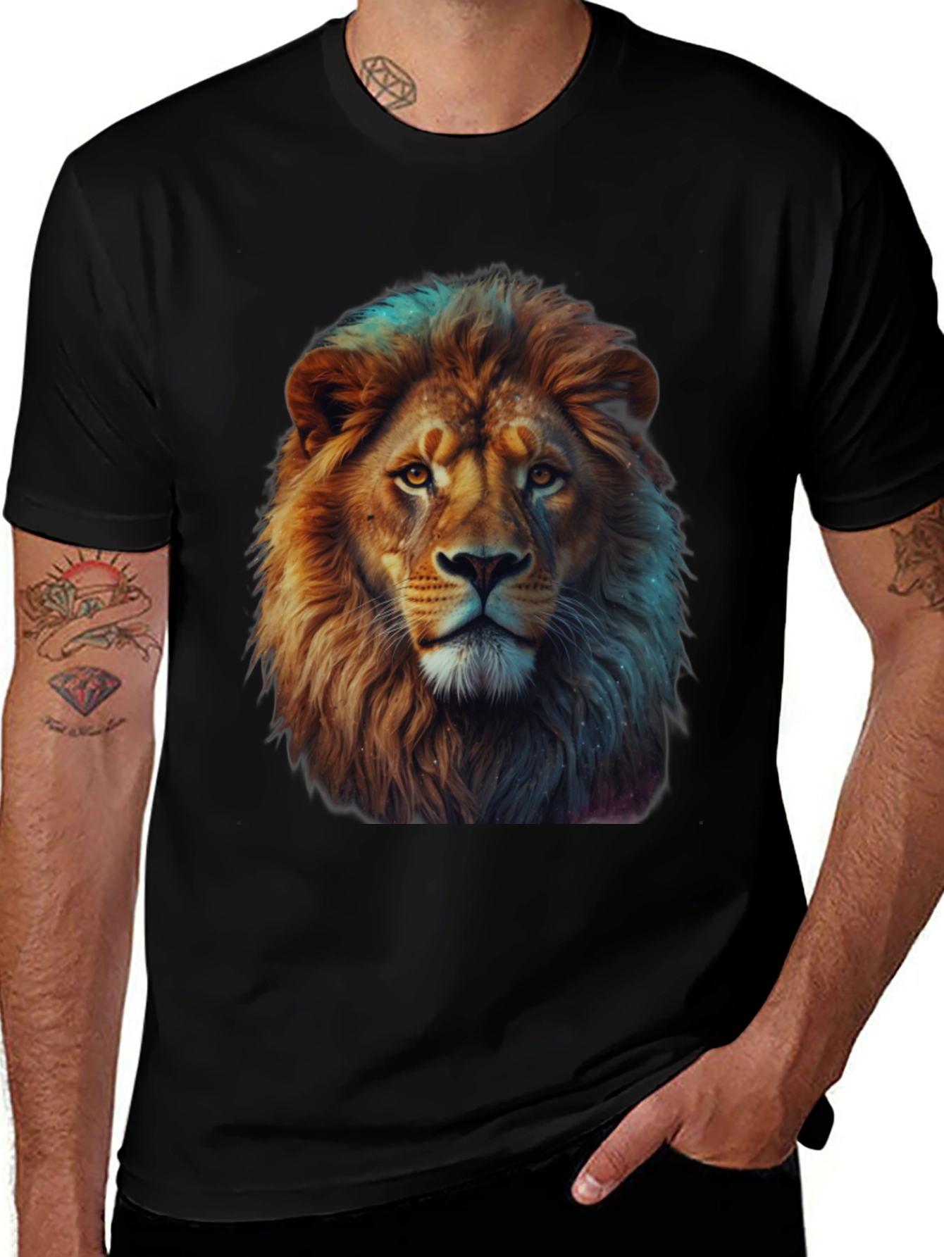 Variant 29 of Lion Graphic Print Crew Neck T-Shirt
