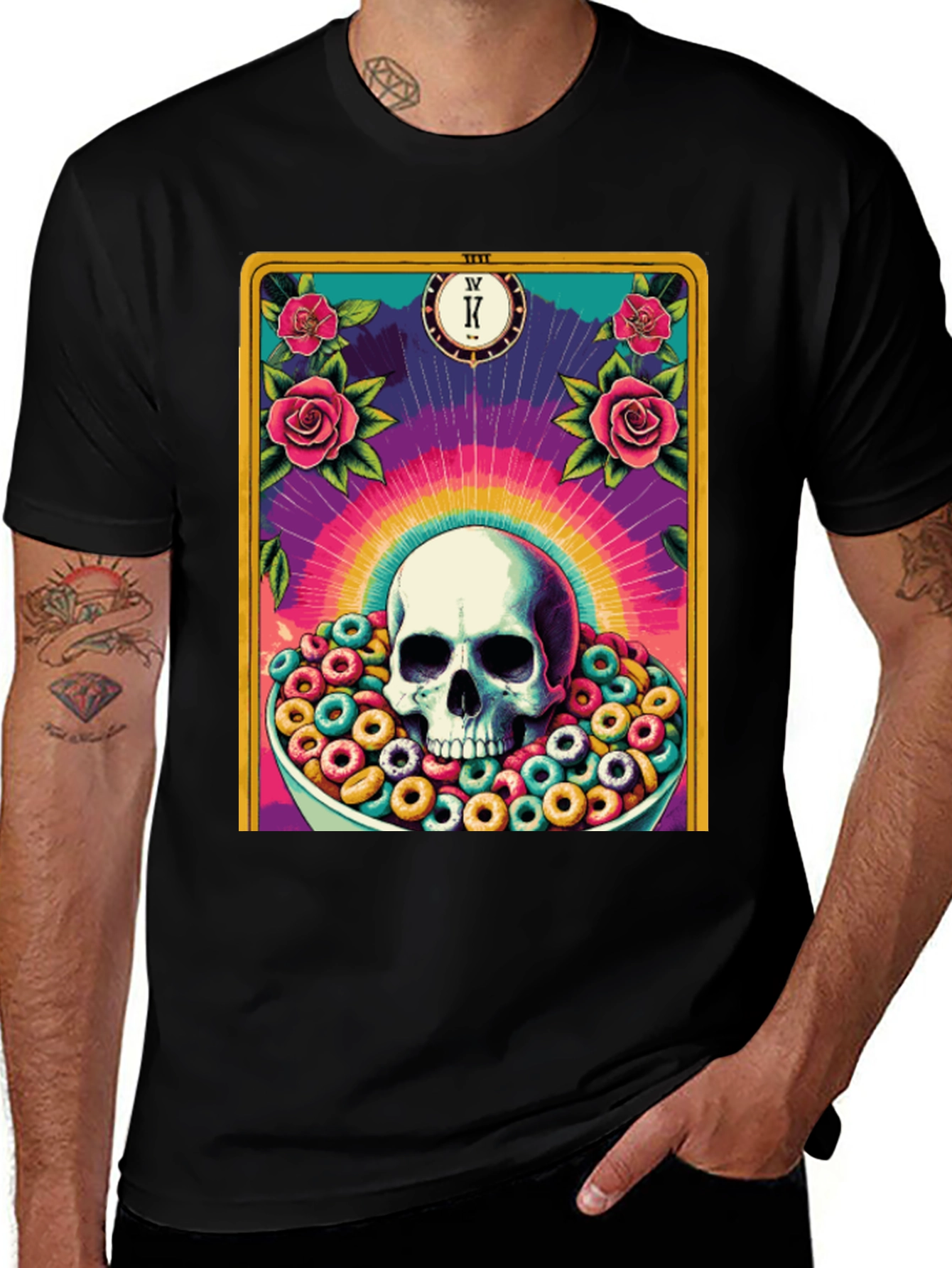 Variant 4 of Skull Tarot Card Cereal Bowl Graphic Tee