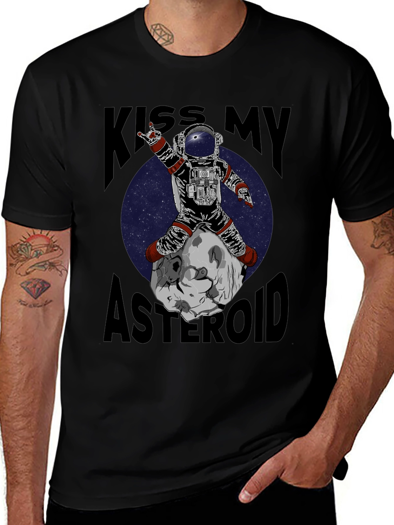 Black Kiss My Asteroid Graphic T-Shirt main image