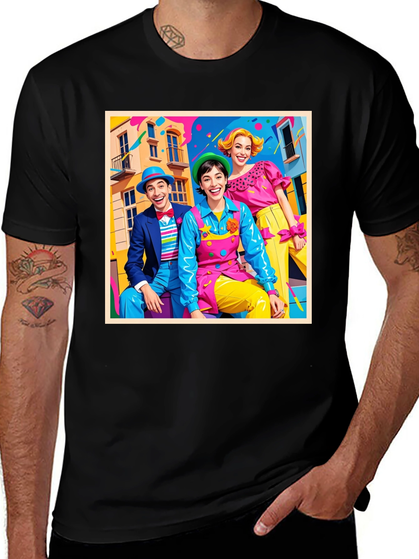 Variant 13 of Clown Trio Graphic Tee - Bright, Fun Design