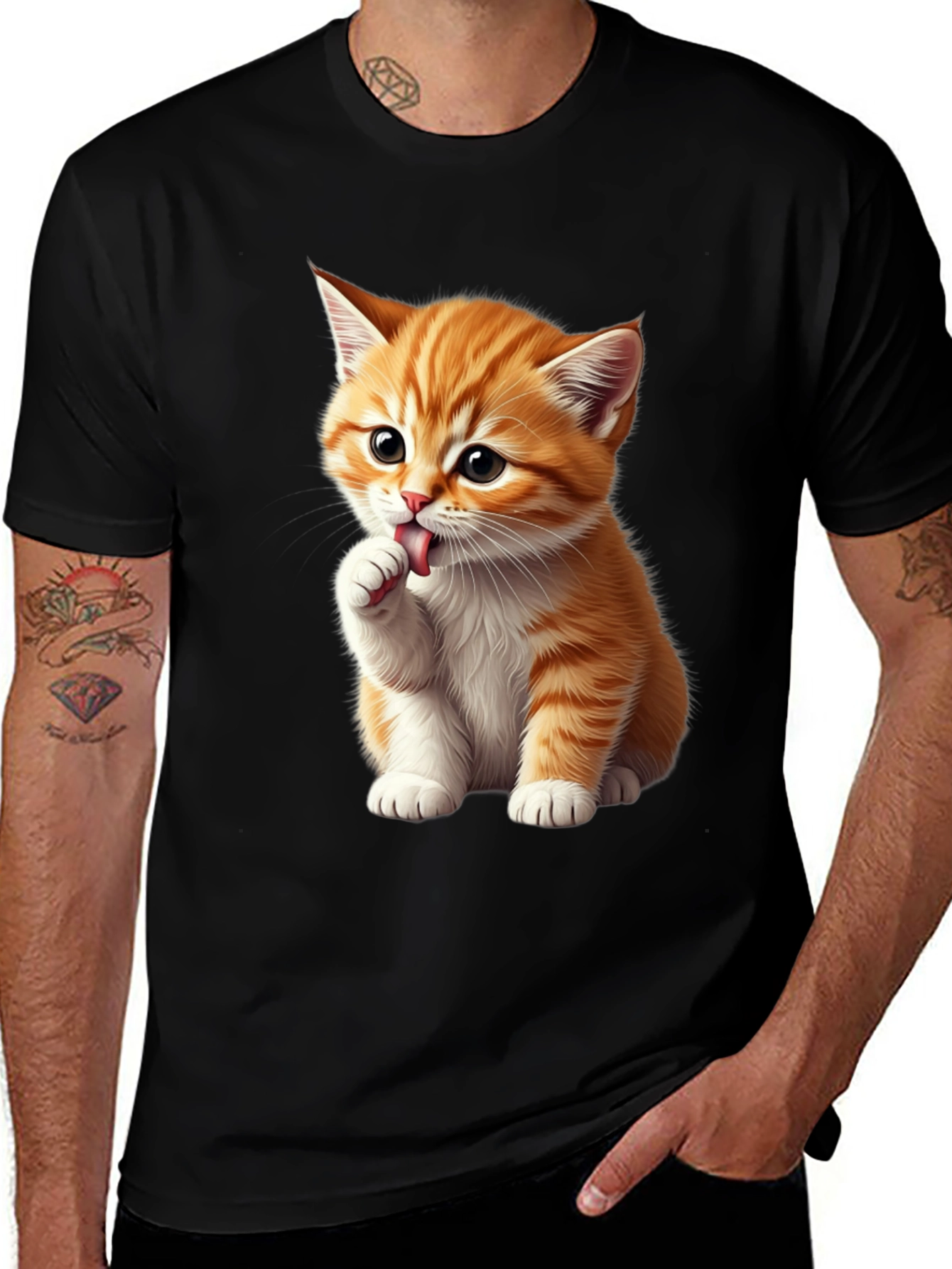 Variant 13 of Cute Kitten Graphic Tee - Black Softstyle Shirt