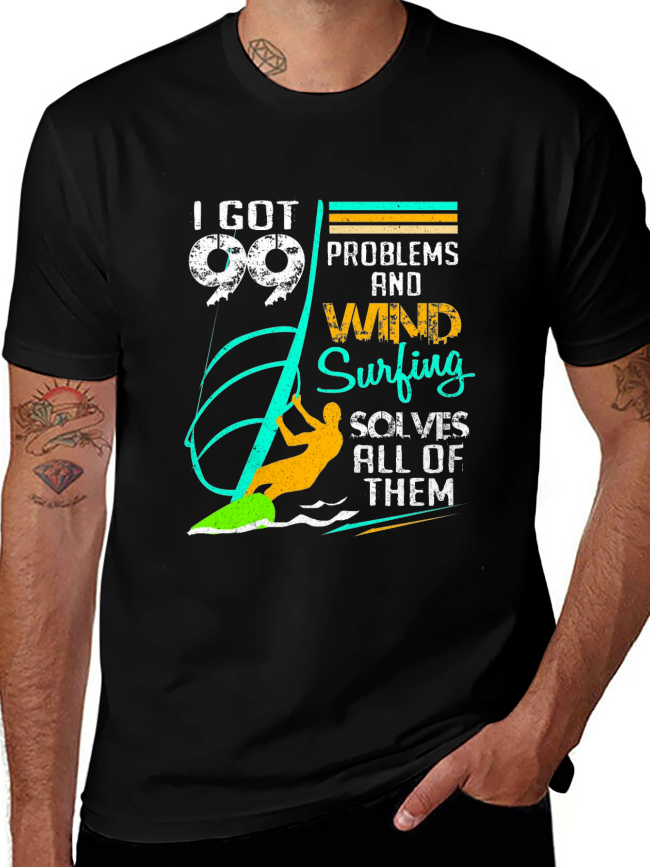 Black 99 Problems Windsurfing T-Shirt - Unique Design main image
