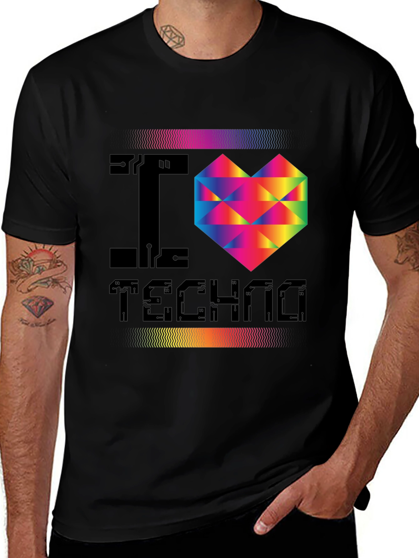 Variant 8 of I Love Techno Graphic Tee - EDM Music Shirt