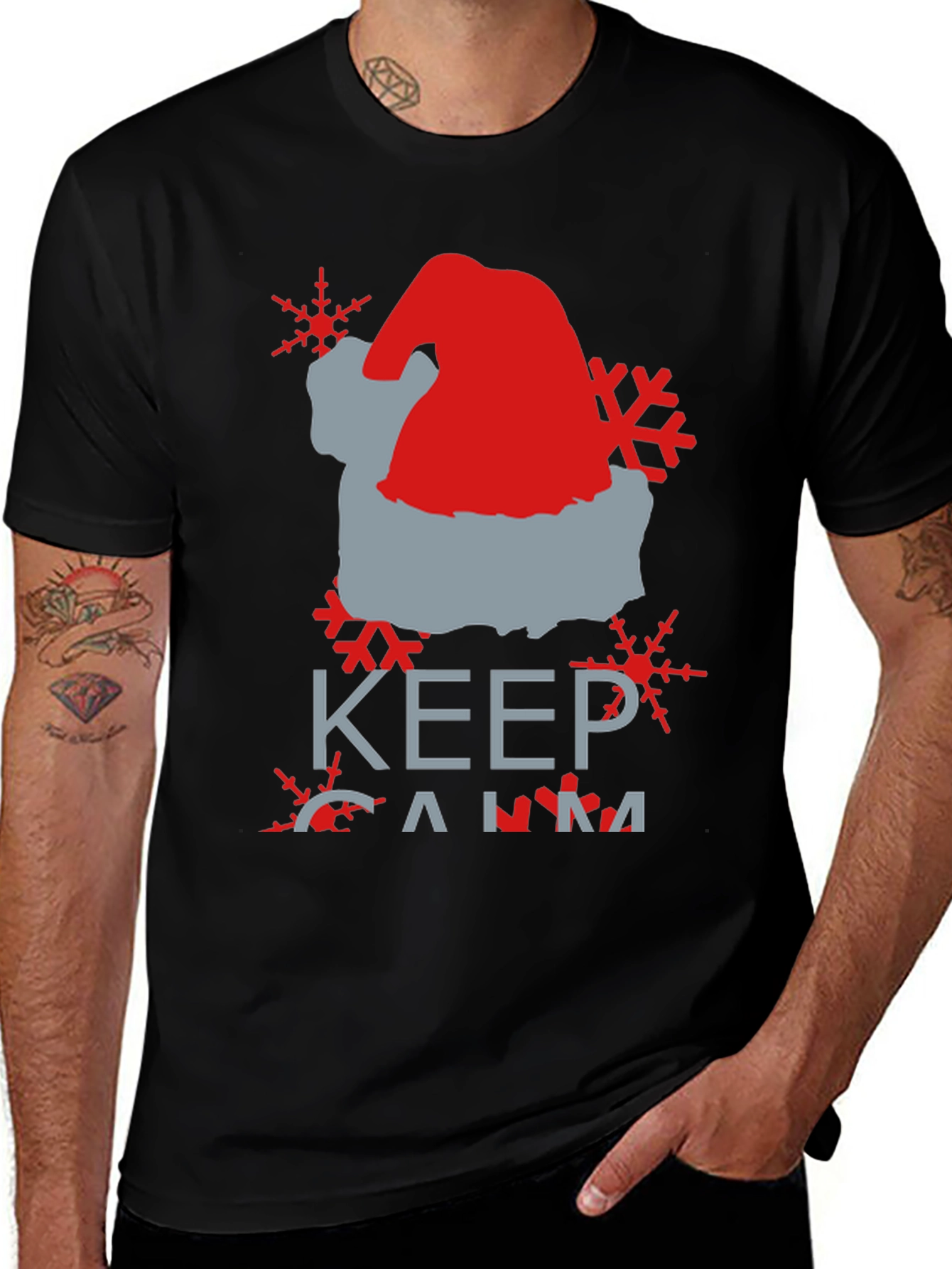 Variant 3 of Keep Calm Christmas T-Shirt Santa Hat