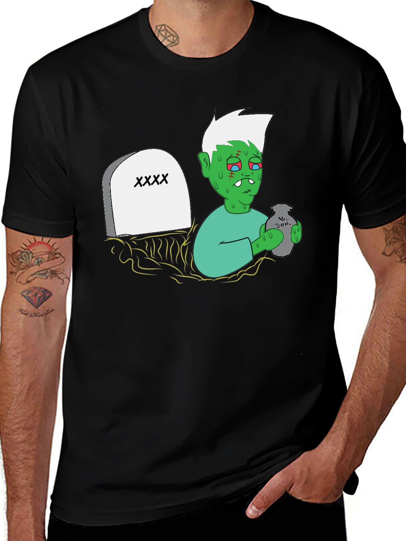 Variant 8 of Zombie Tombstone Graphic Tee - Black Unisex T-Shirt