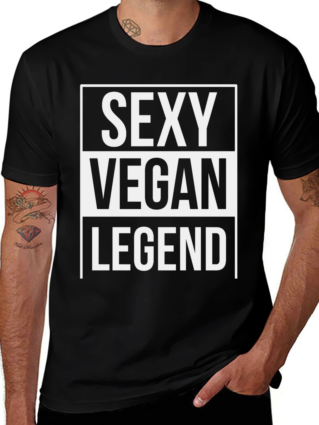 Variant 17 of Sexy Vegan Legend T-Shirt - Black Graphic Tee