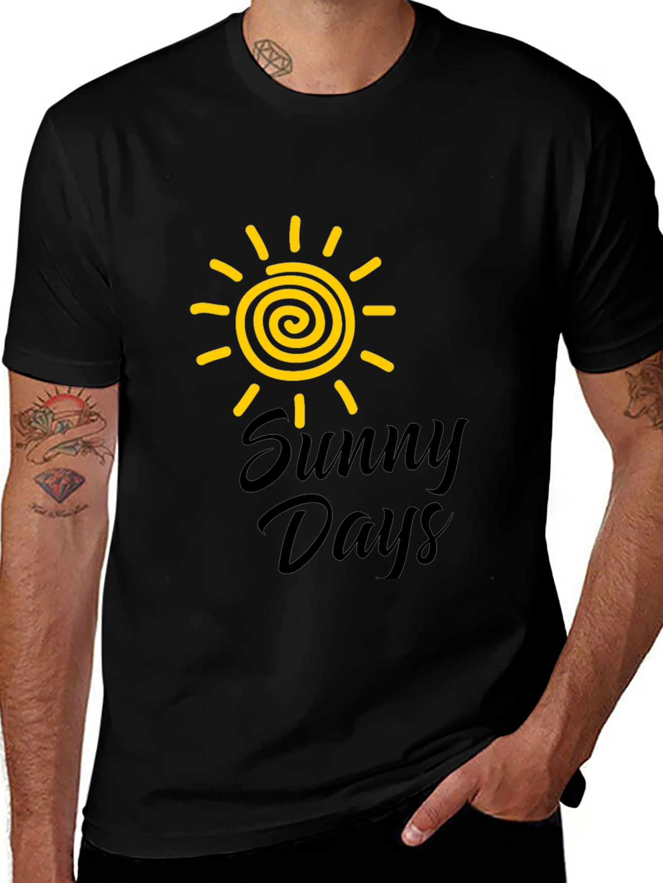 Sunny Days Graphic Tee -  Black Cotton T-Shirt