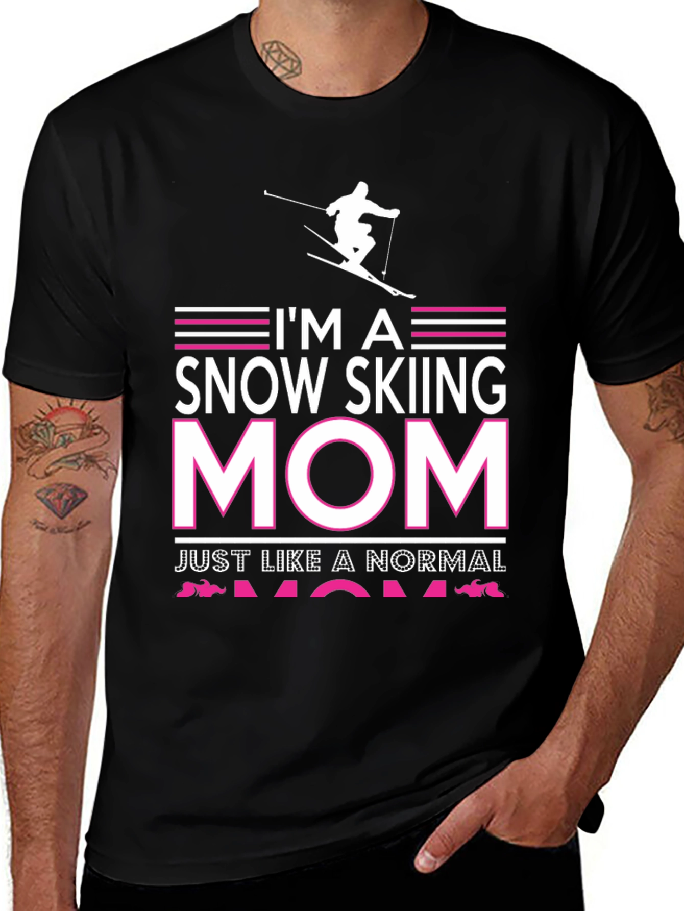 Variant 9 of Snow Skiing Mom Graphic T-Shirt