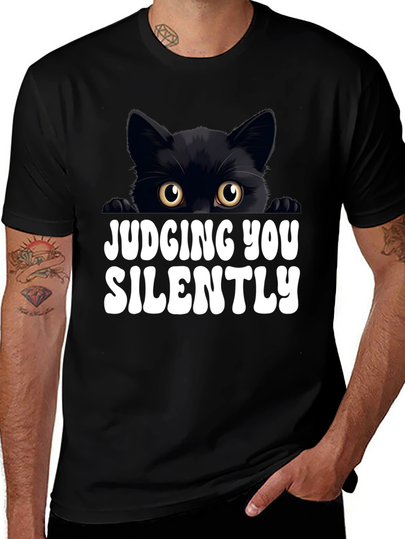Variant 10 of Judging You Silently Cat Graphic T-Shirt