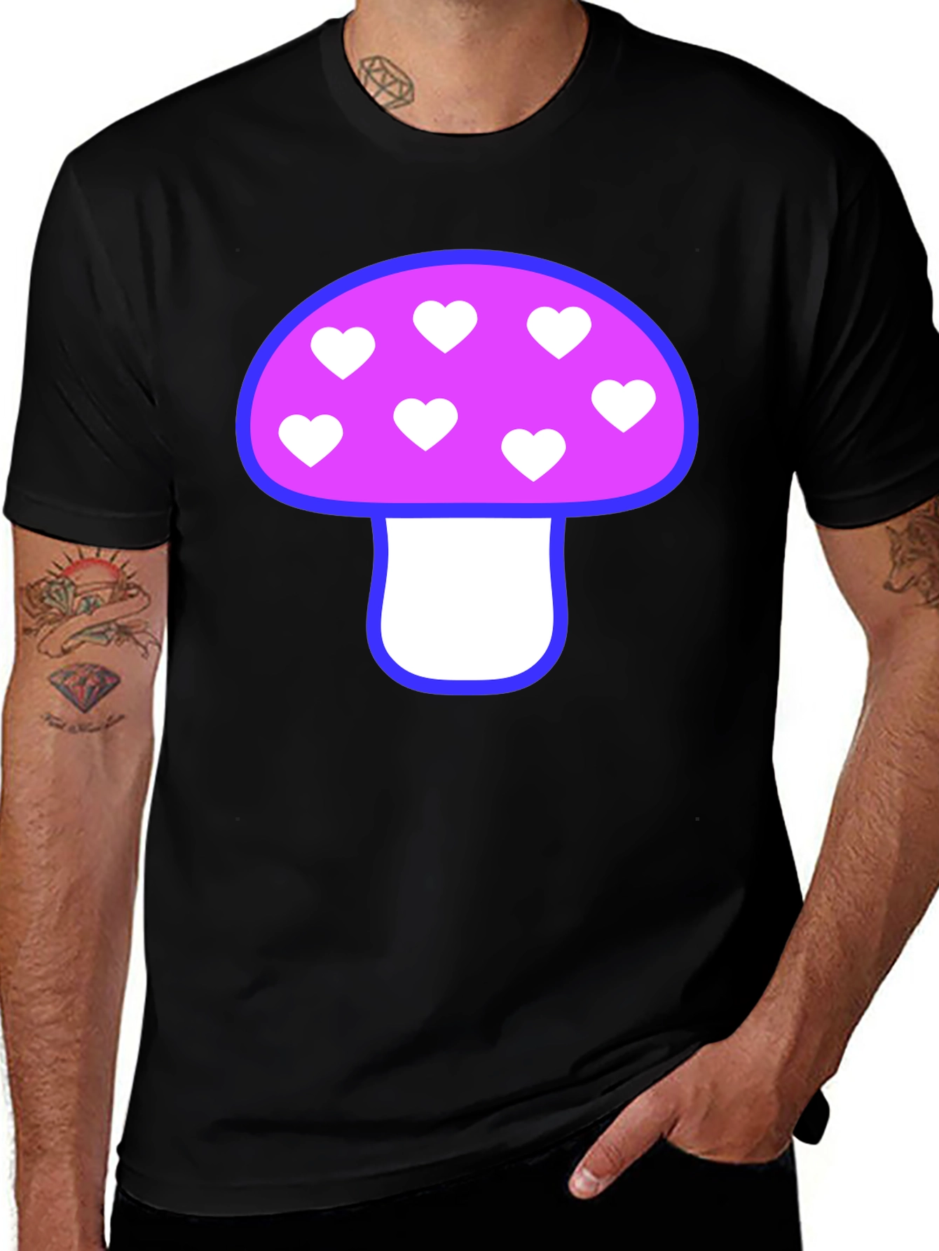 Variant 22 of Funky Mushroom Heart Tee - Unique Graphic Print