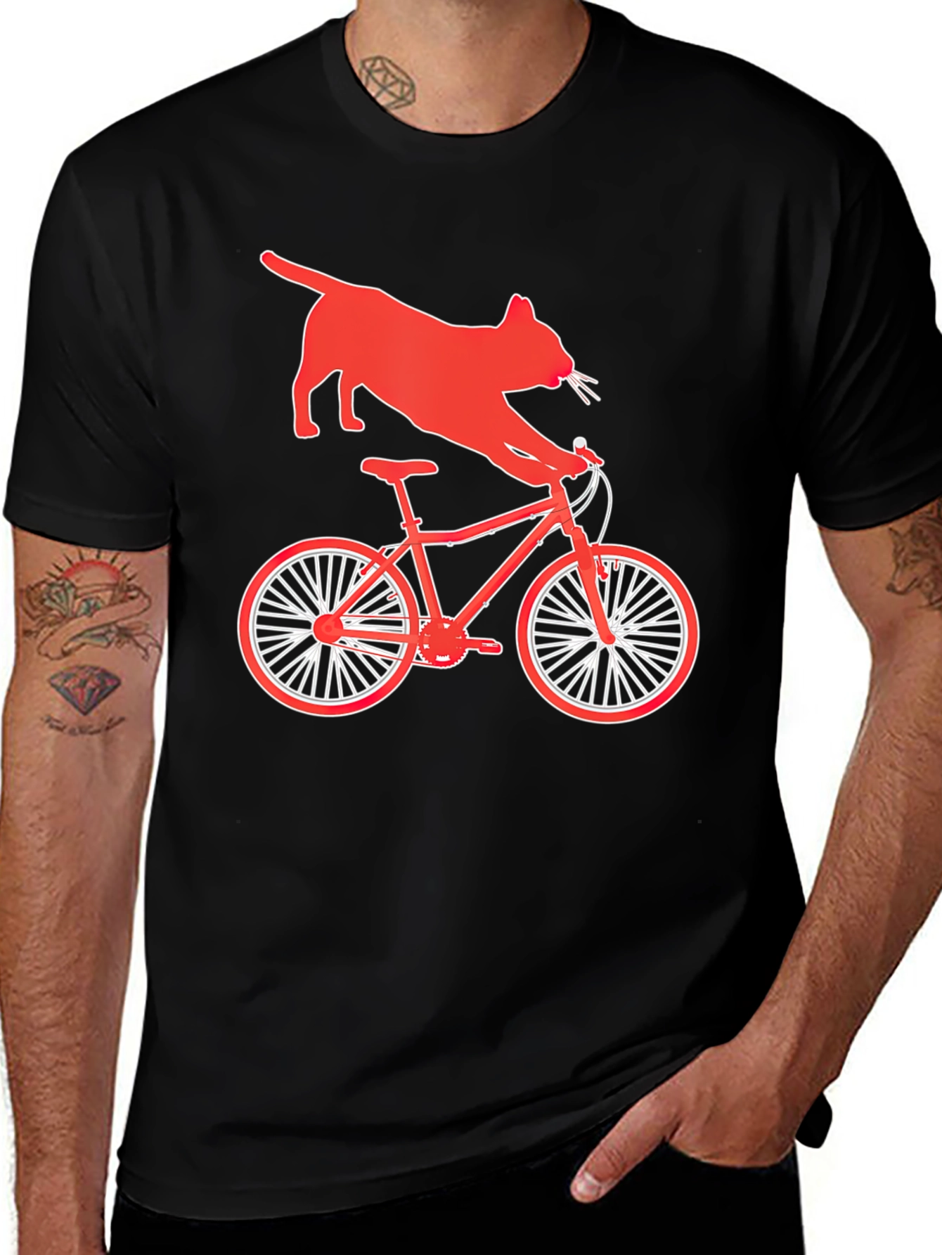 Variant 5 of Cat Riding Bike Graphic T-Shirt