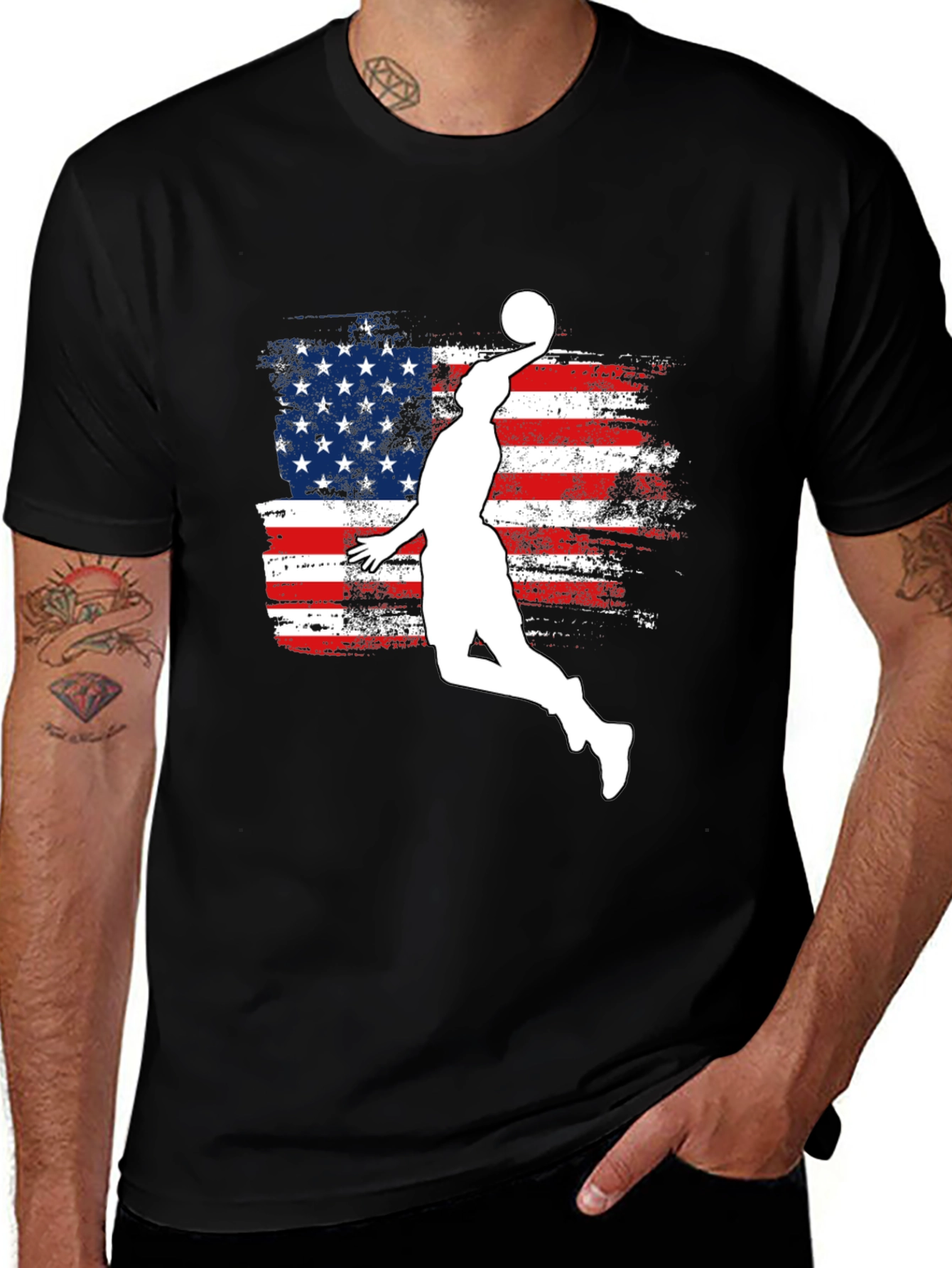 Variant 24 of American Flag Basketball Graphic T-Shirt
