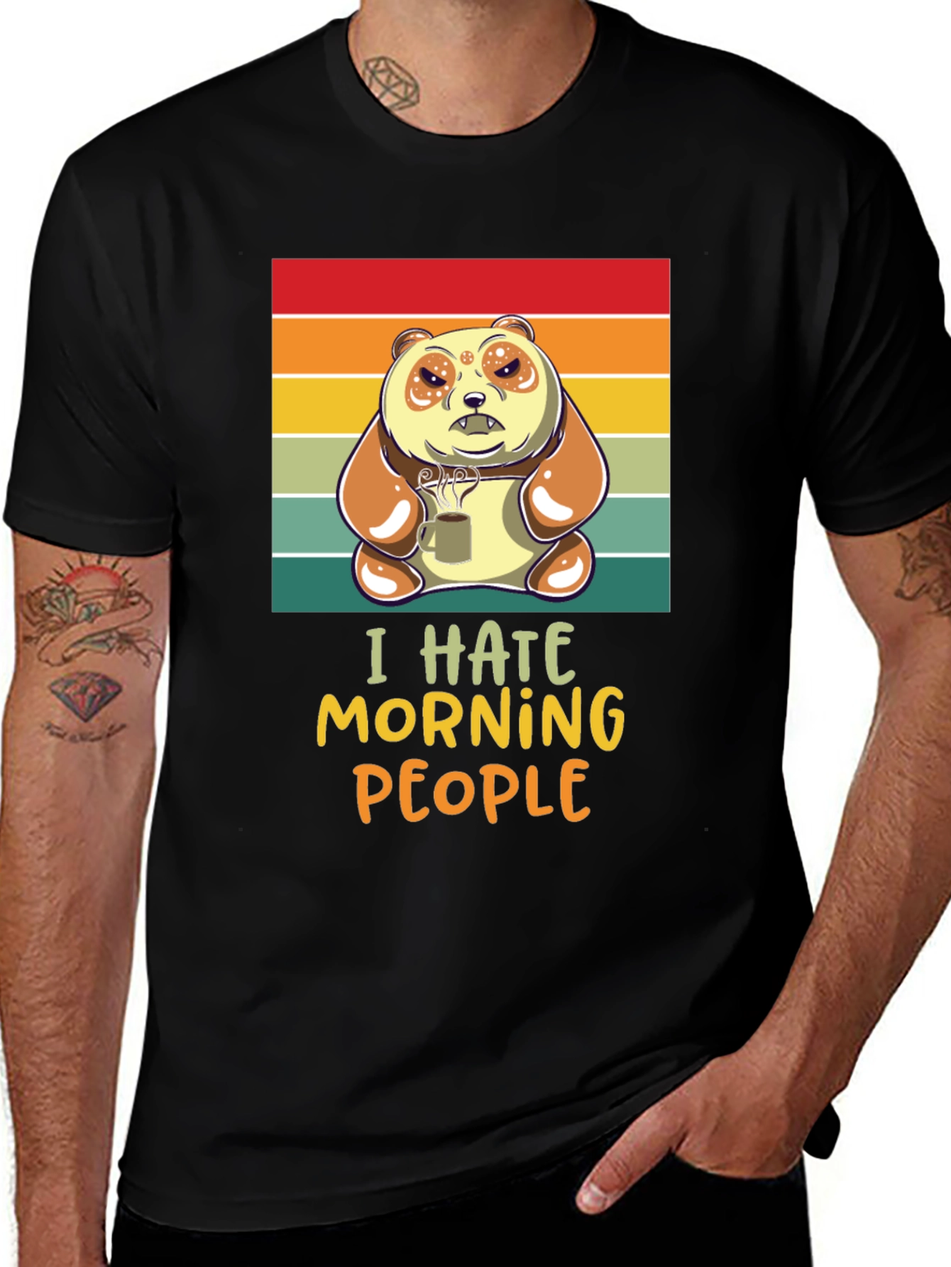 Variant 17 of I Hate Morning People Panda Graphic T-Shirt
