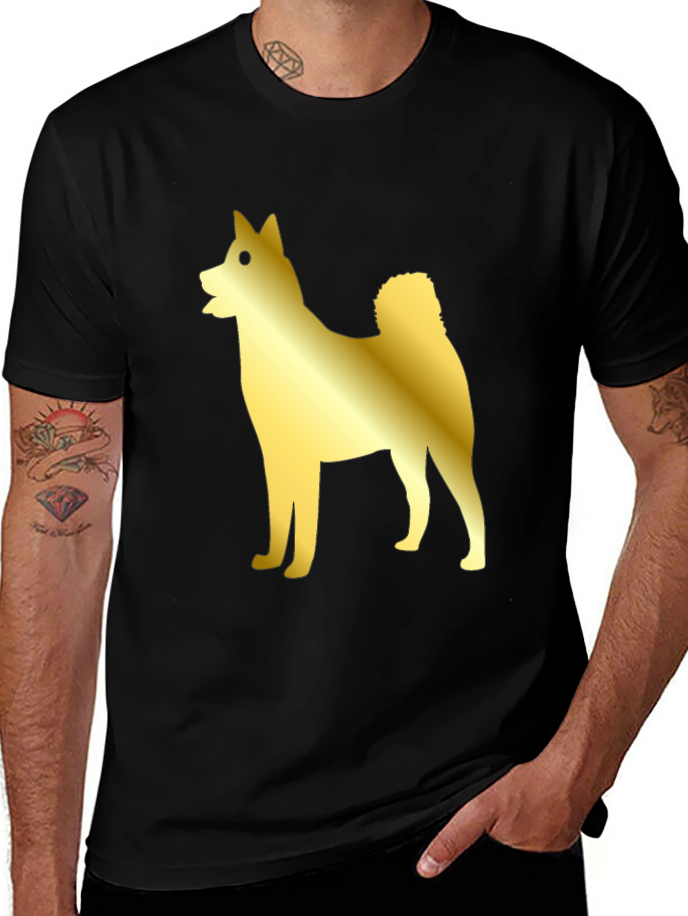 Variant 25 of Golden Dog Silhouette Graphic T-Shirt