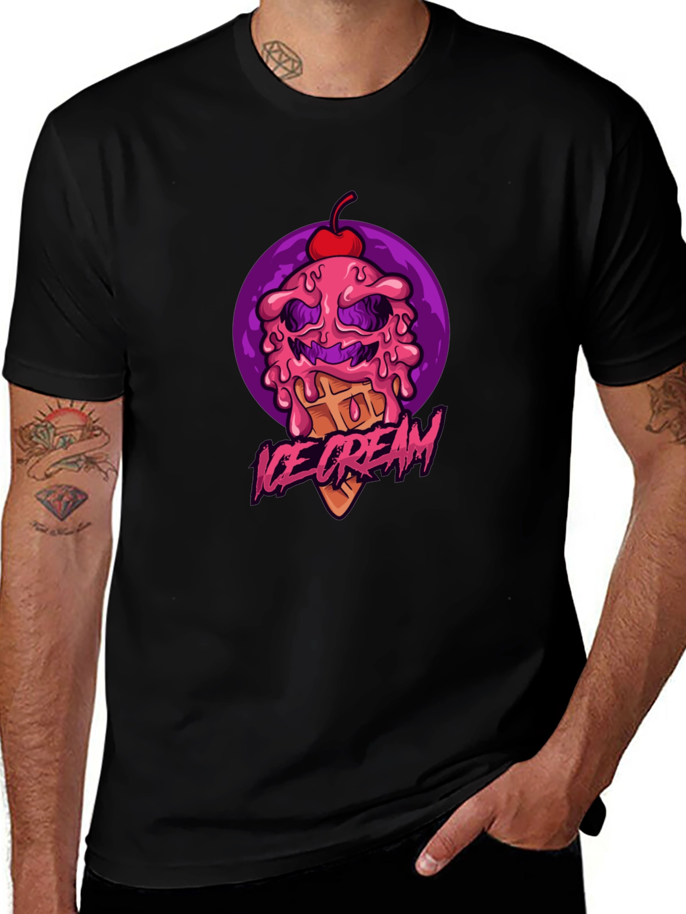 Variant 15 of Ice Cream Monster Graphic Tee - Black