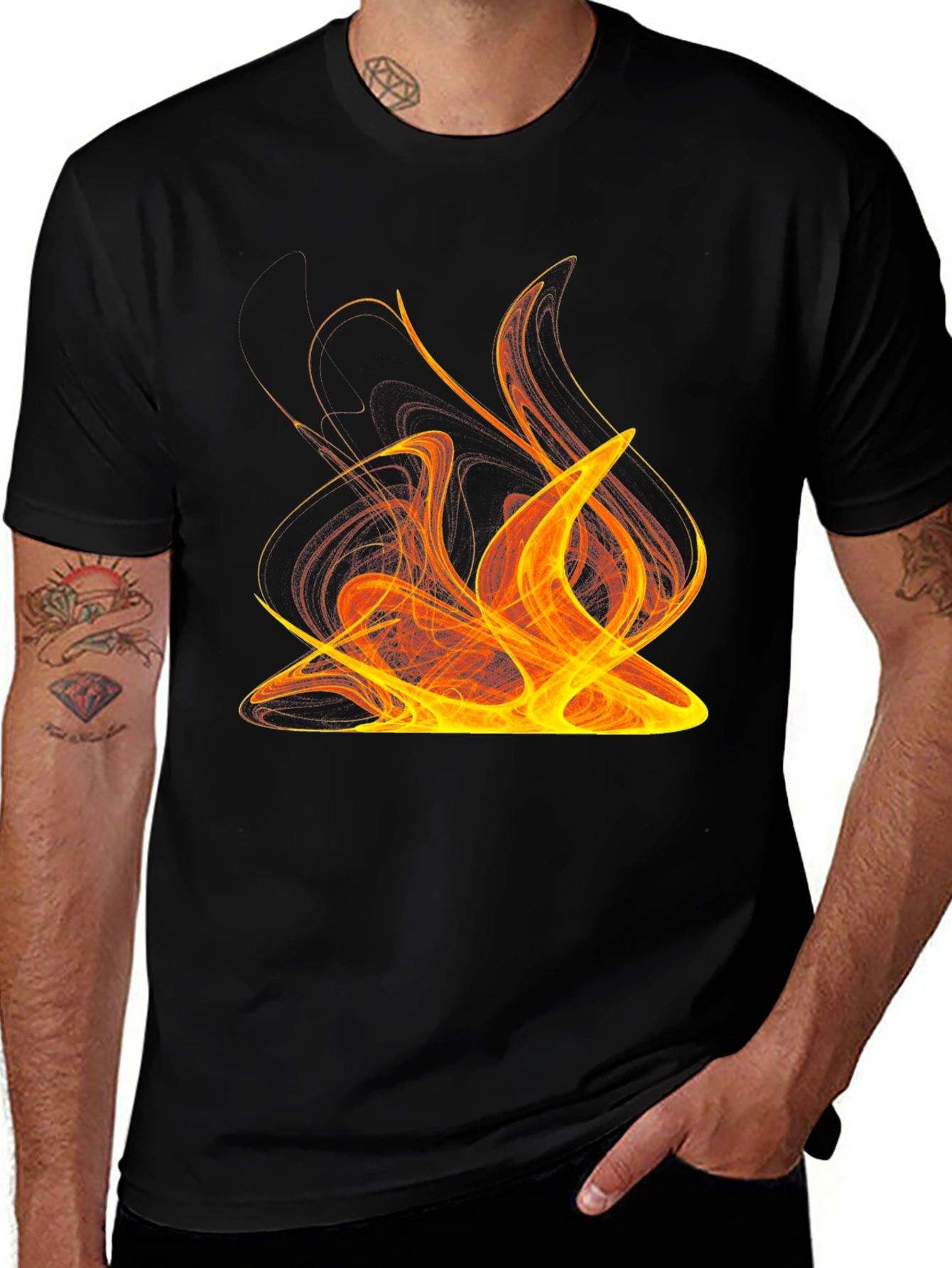Variant 22 of Fiery Graphic Print Tee - Bold Black T-Shirt