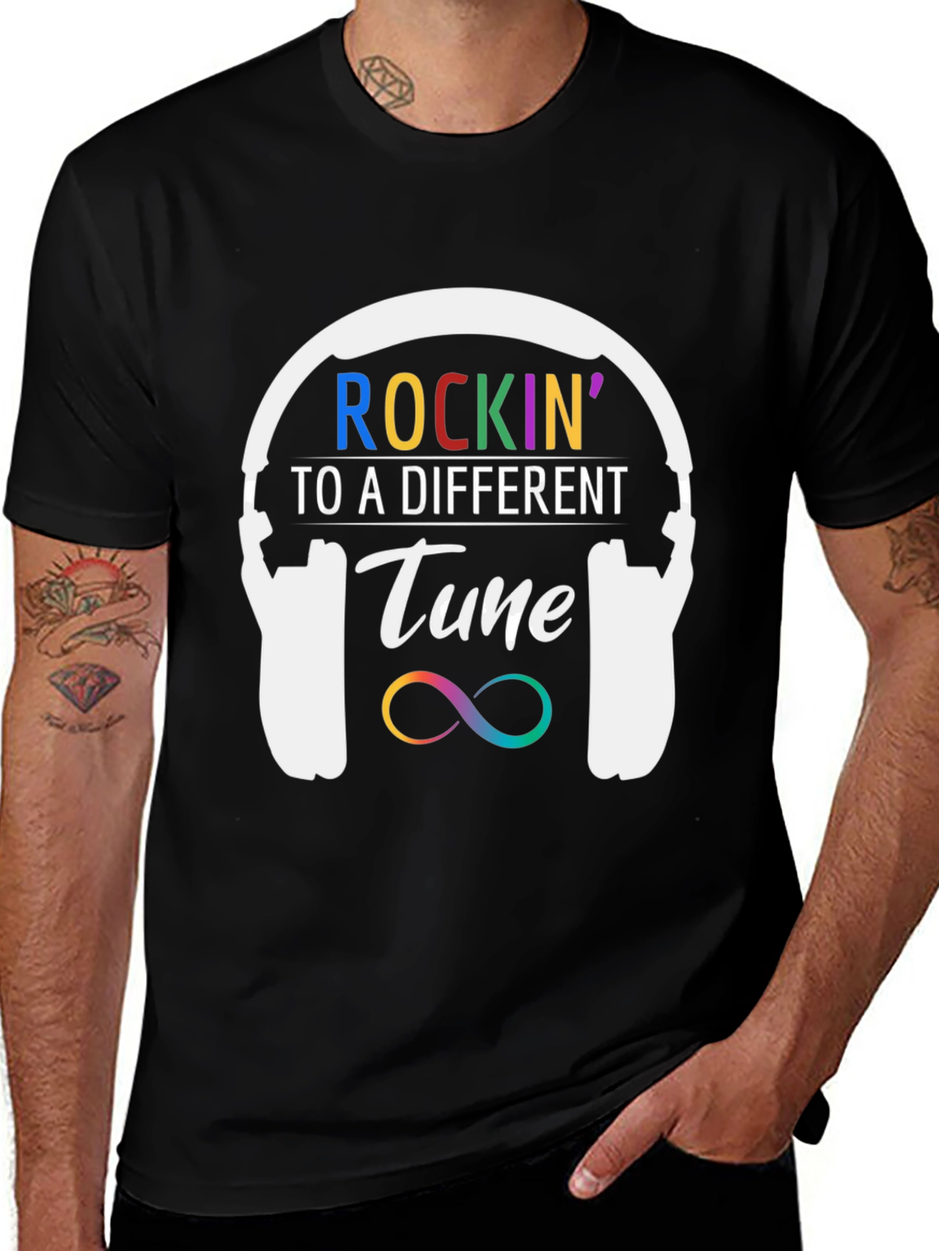 Variant 11 of Rockin' to a Different Tune T-Shirt - Black Cotton Blend