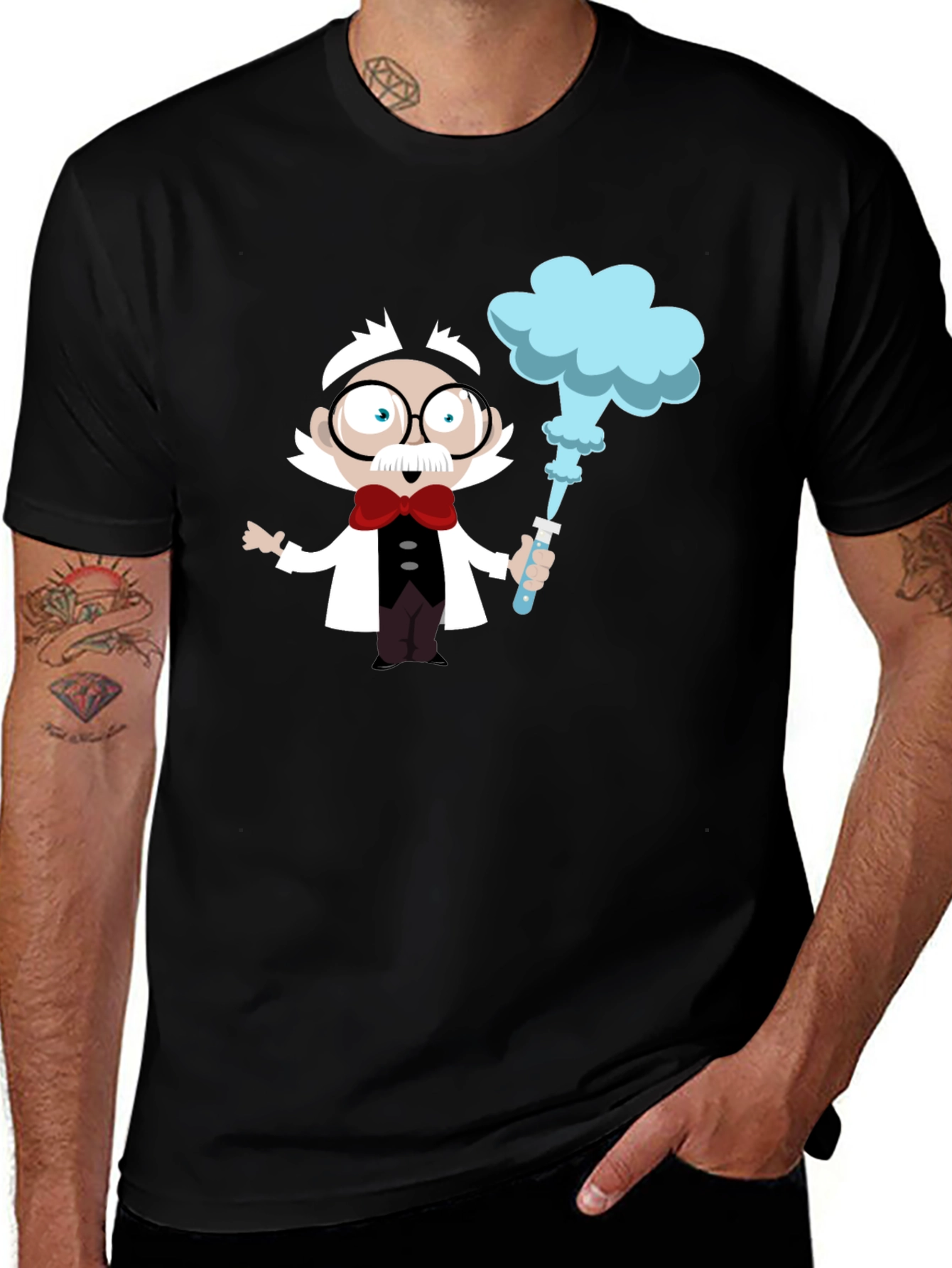 Variant 19 of Scientist Cartoon Graphic Tee - Black Cotton Blend
