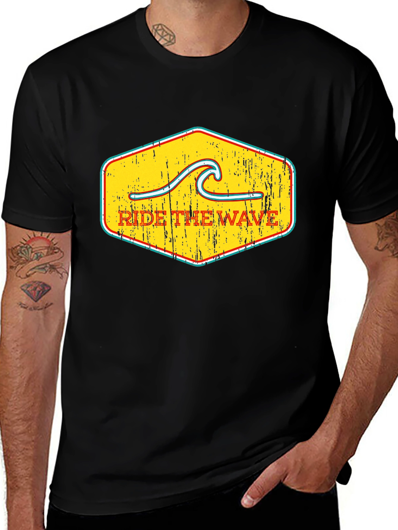 Variant 25 of Ride the Wave Graphic Tee - Retro Style