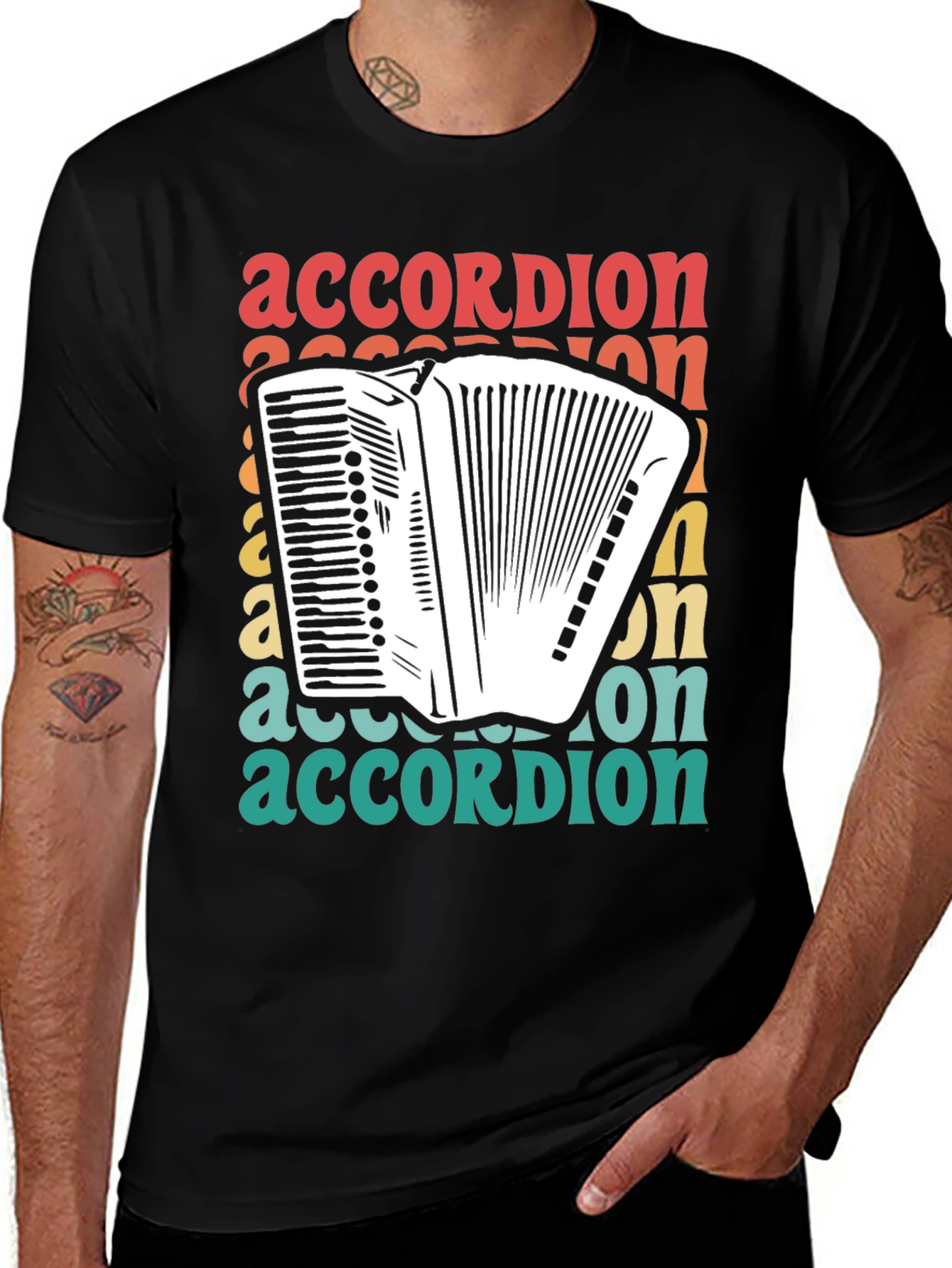 Variant 5 of Retro Accordion T-Shirt - Musical Instrument Tee