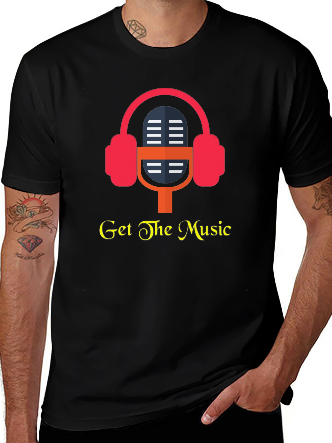Variant 8 of Get the Music T-Shirt - Headphones Microphone Design