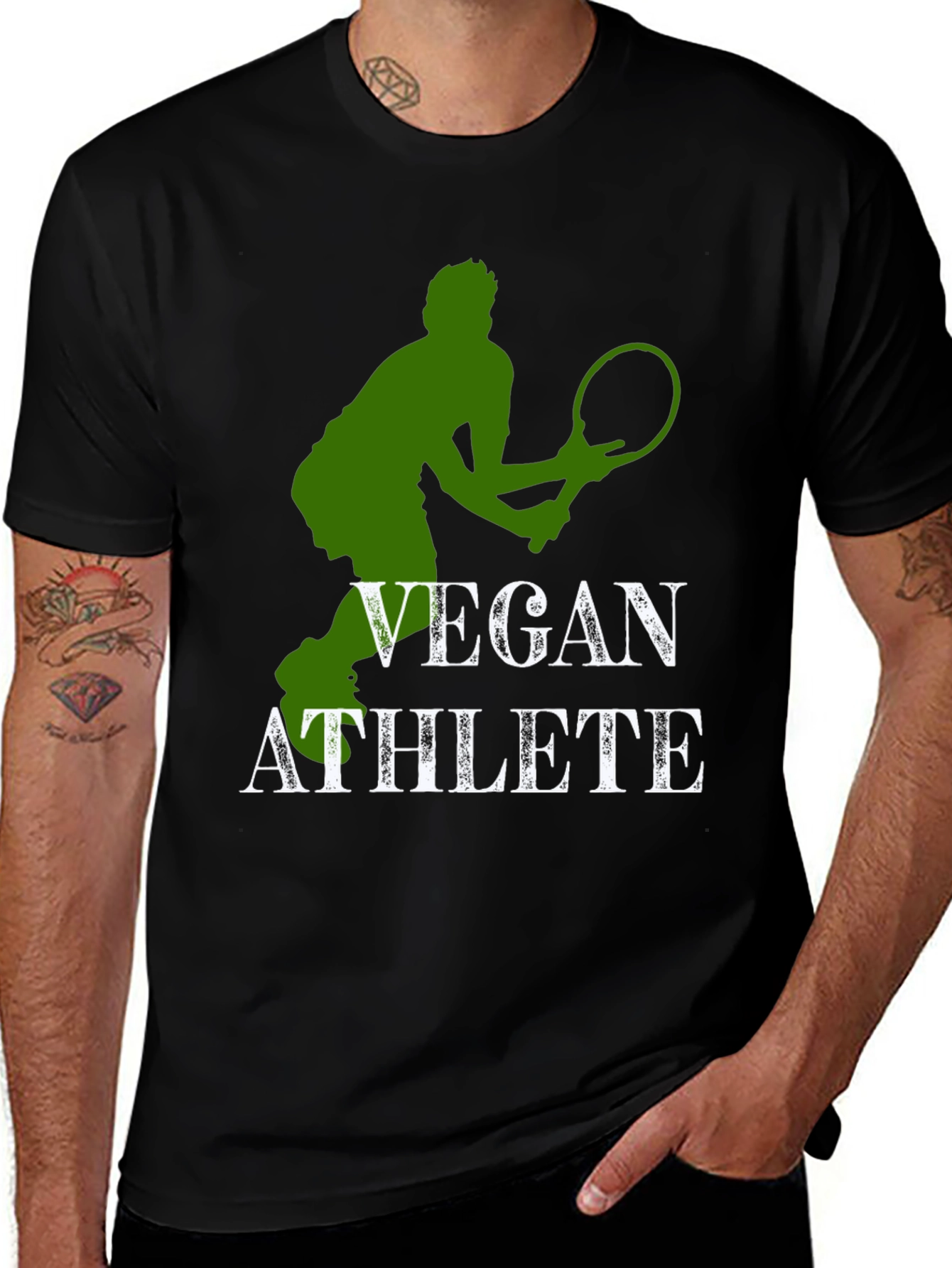 Variant 29 of Vegan Athlete T-Shirt - Tennis Player Silhouette