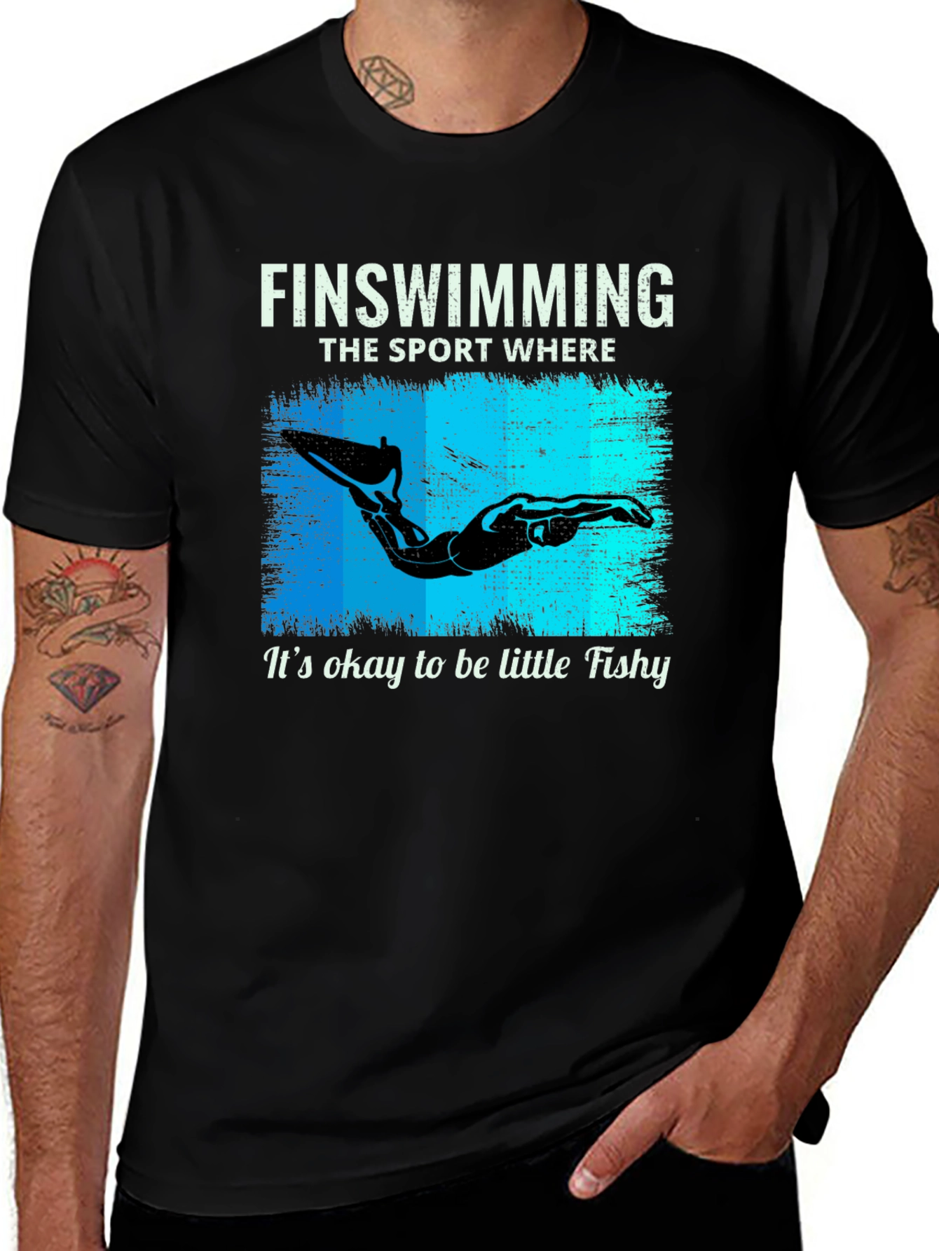 Variant 17 of Fin Swimming T-Shirt - Okay to be Little Fishy