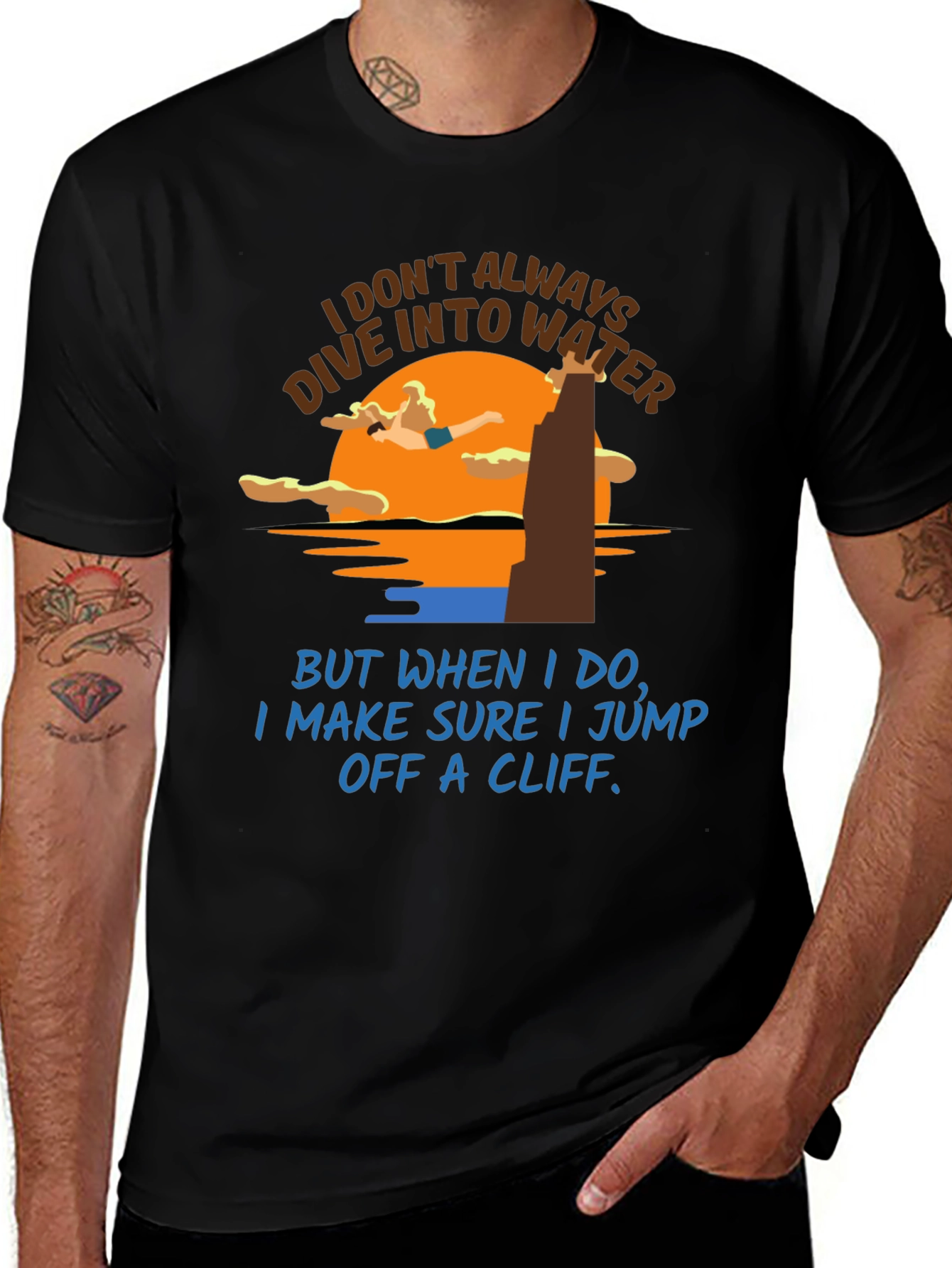 Variant 4 of Cliff Diver T-Shirt: Humorous Water Sports Tee