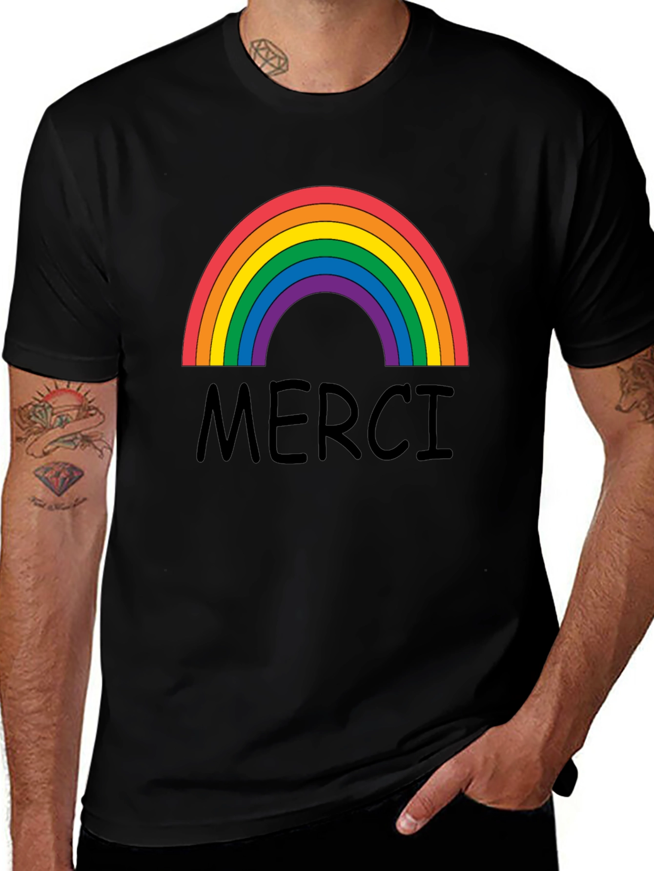 Variant 28 of Merci Rainbow Graphic T-Shirt