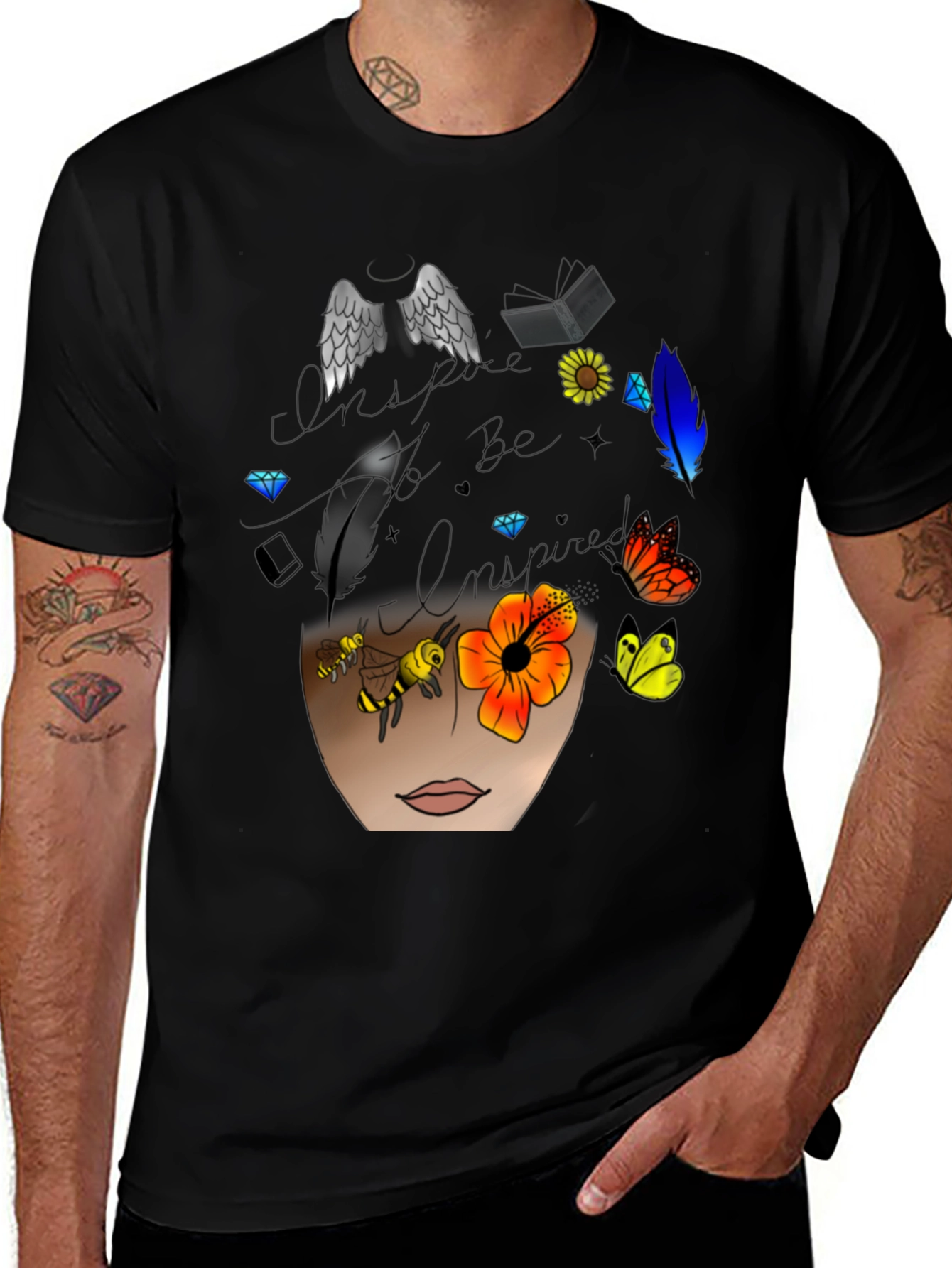 Inspire T-Shirt - Wings, Flowers, and Inspiration