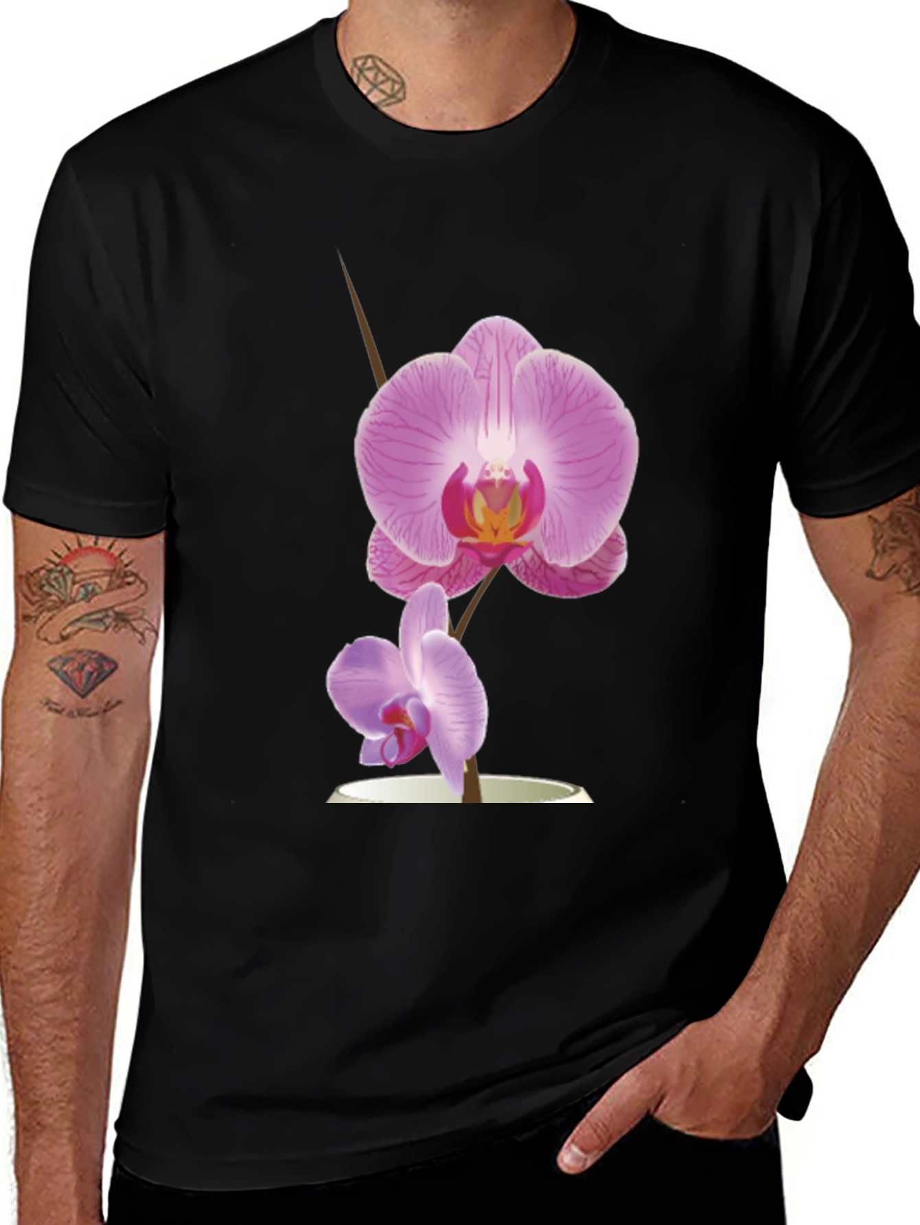 Variant 22 of Orchid Graphic Black T-Shirt